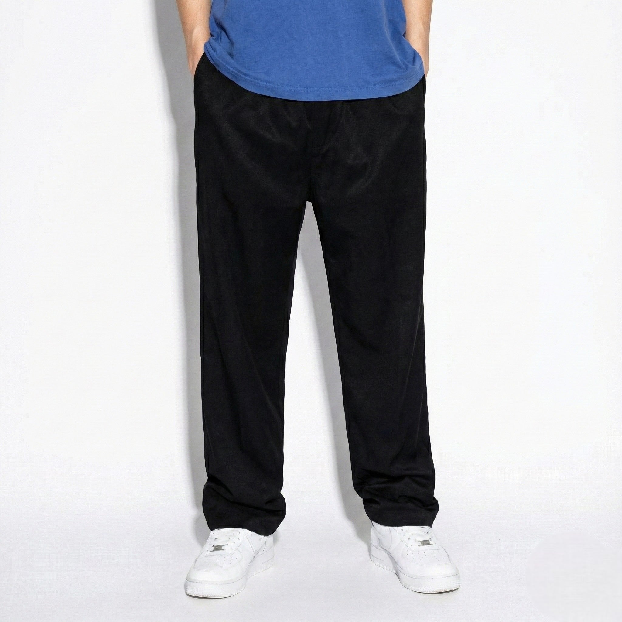 Charlie - Men's Relaxed - Fit Chino Trousers with Elastic Waist - Pants - Black - Jones & Smith