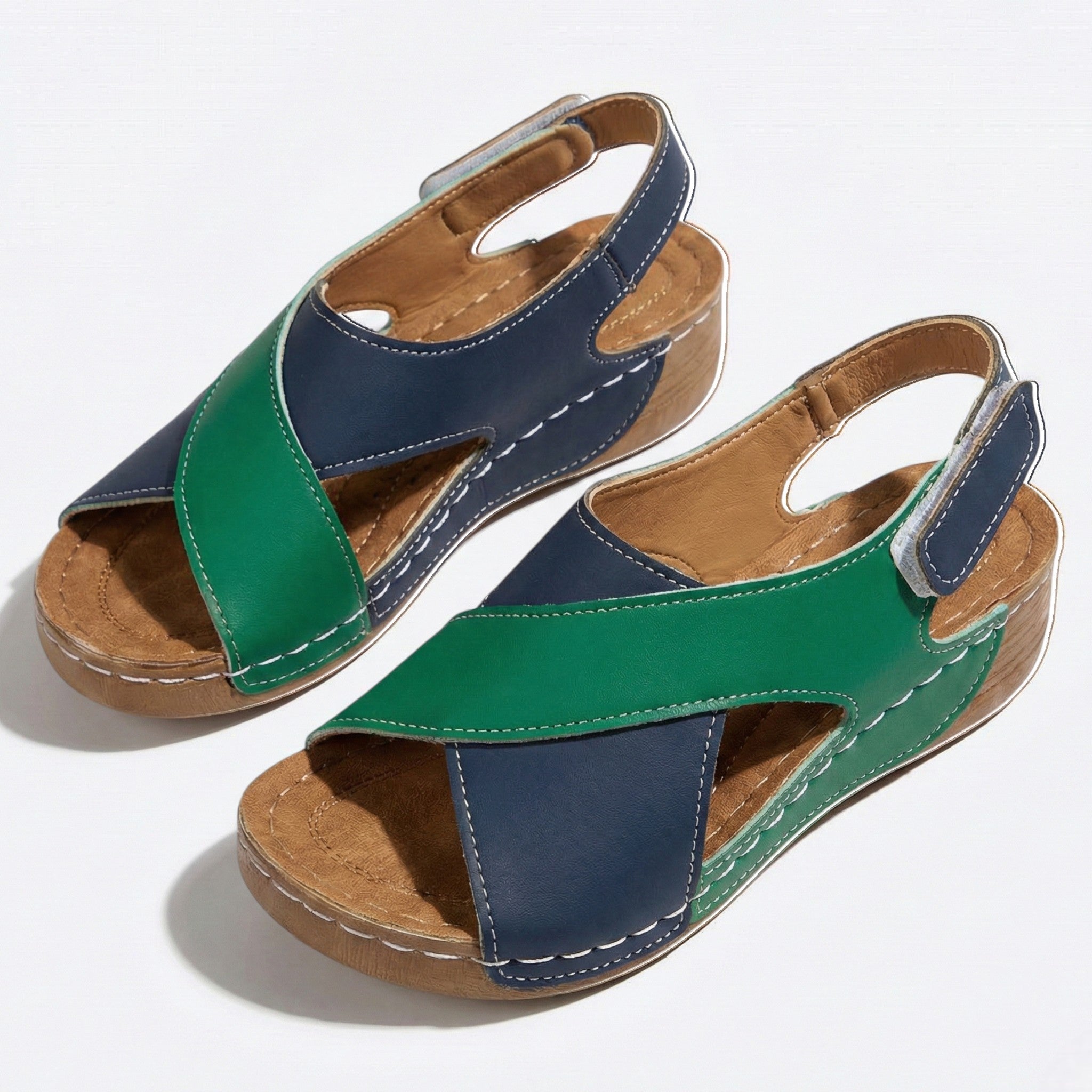 Charlotte - Women's Sandals with Arch Support and Wedge Heel - Sandals - Green - Jones & Smith