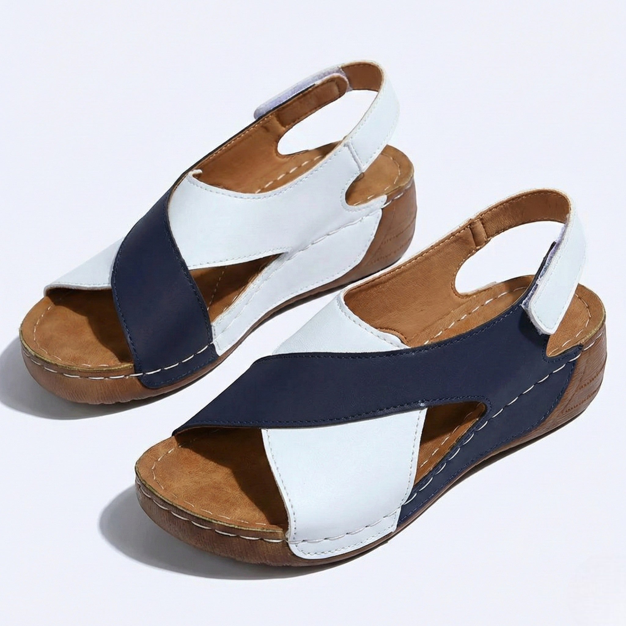 Charlotte - Women's Sandals with Arch Support and Wedge Heel - Sandals - Blue - Jones & Smith