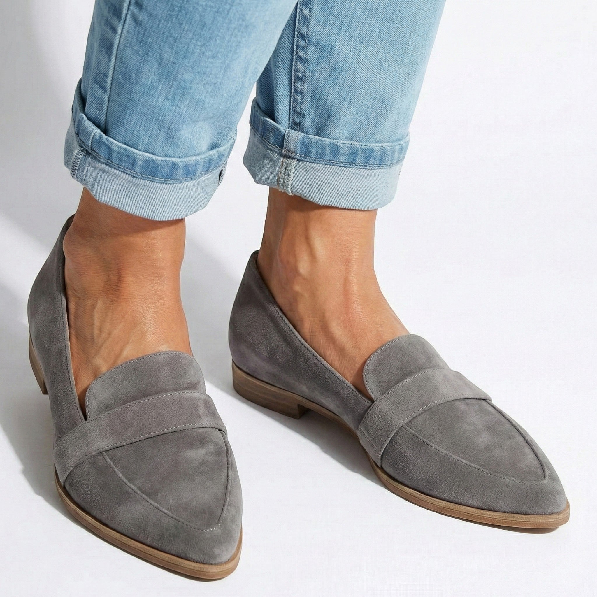 Charlotte - Women's Slip - on Loafers with Contoured Insole - Loafers - Grey - Jones & Smith