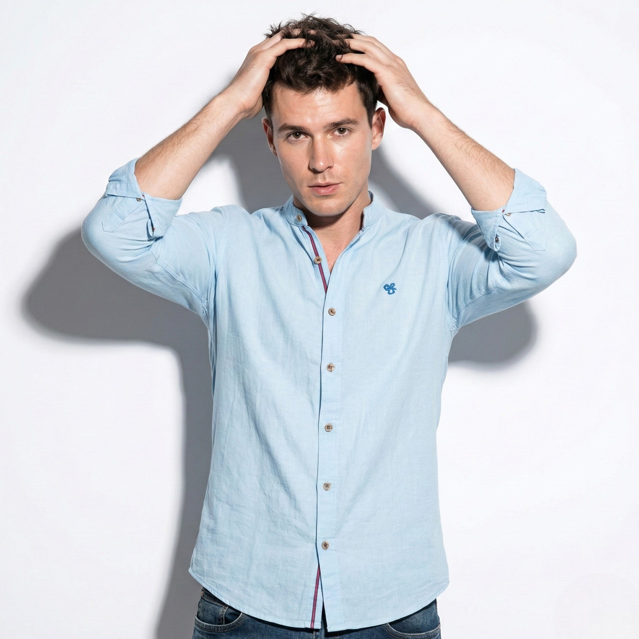 Christopher – Men’s Long Sleeve Shirt with Classic Collar - Shirt - Light Blue - Jones & Smith