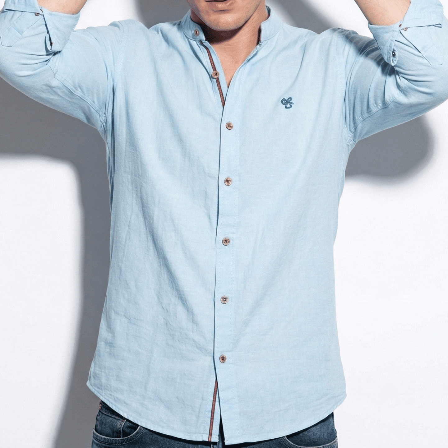 Christopher – Men’s Long Sleeve Shirt with Classic Collar - Shirt - Light Blue - Jones & Smith