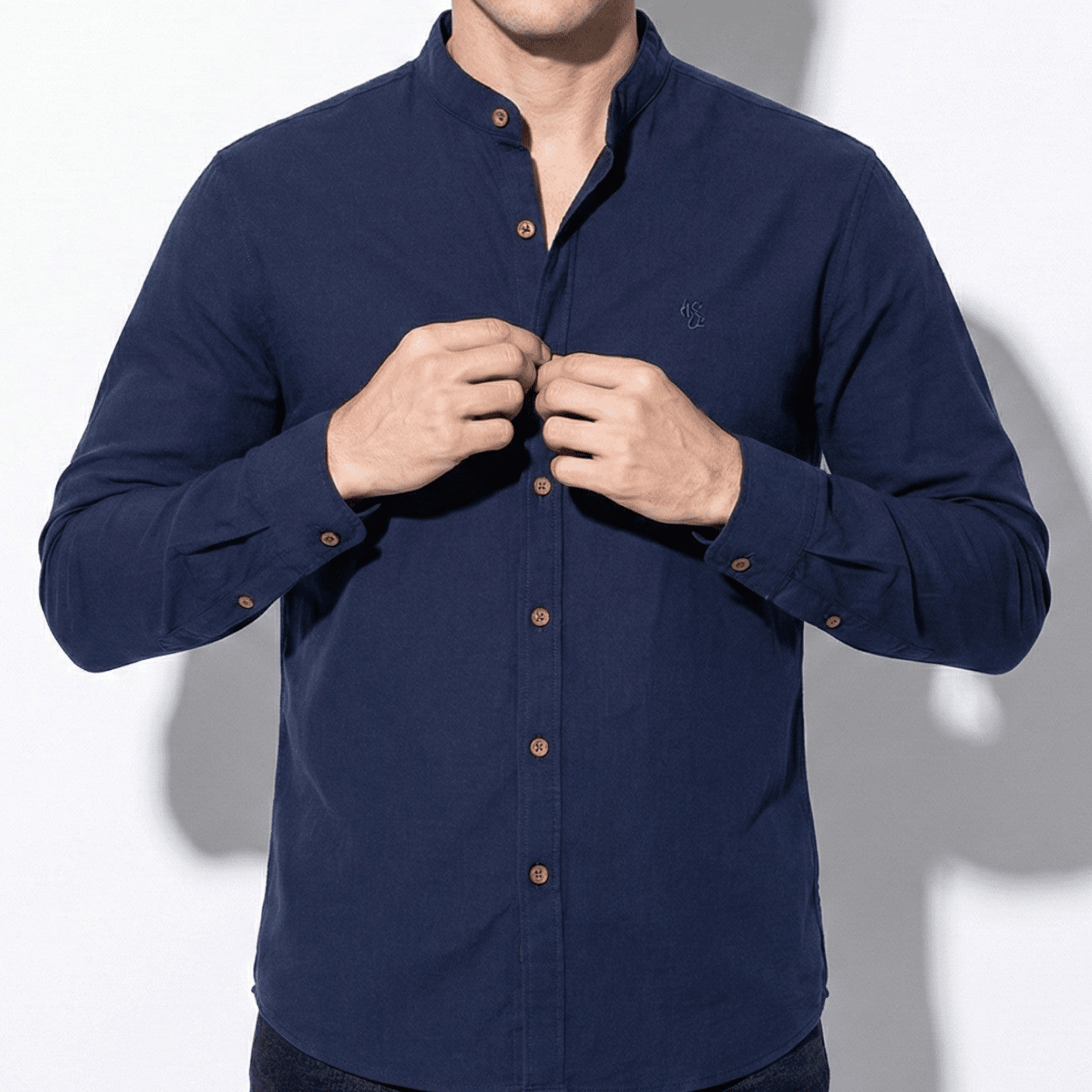 Christopher – Men’s Long Sleeve Shirt with Classic Collar - Shirt - Navy Blue - Jones & Smith