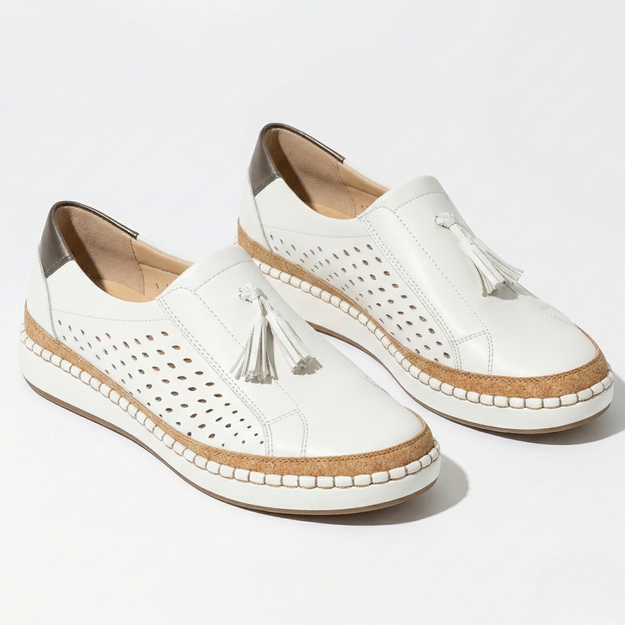 Claire - Women's Perforated Slip - On Shoes - Shoes - White - Jones & Smith