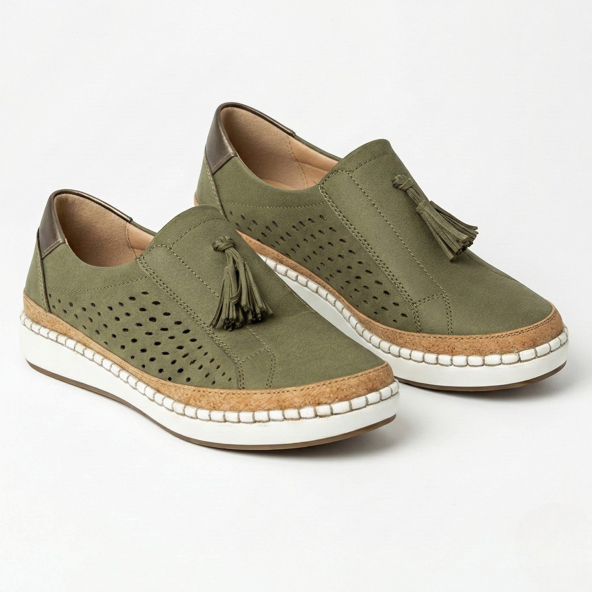 Claire - Women's Perforated Slip - On Shoes - Shoes - Green - Jones & Smith