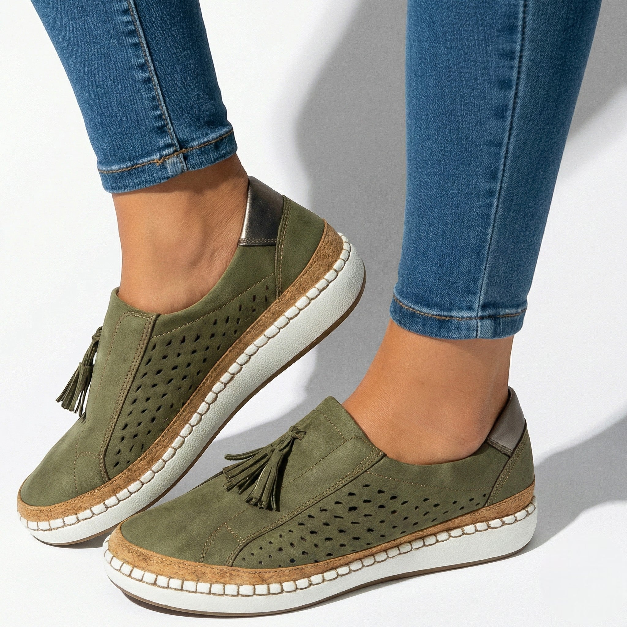 Claire - Women's Perforated Slip - On Shoes - Shoes - Green - Jones & Smith