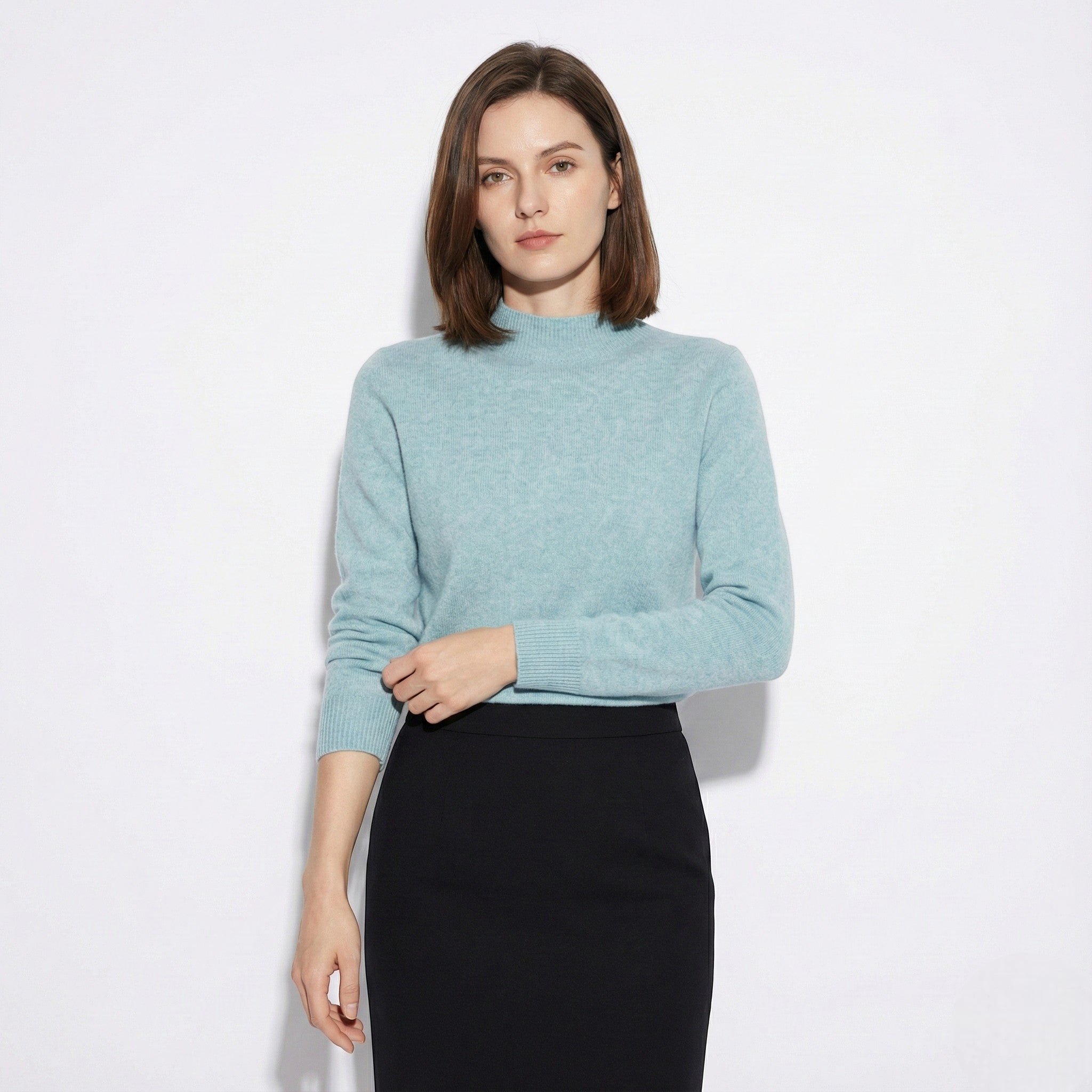 Clara – Women’s Wool Soft Knit Jumper - Sweater - Light Blue - Jones & Smith