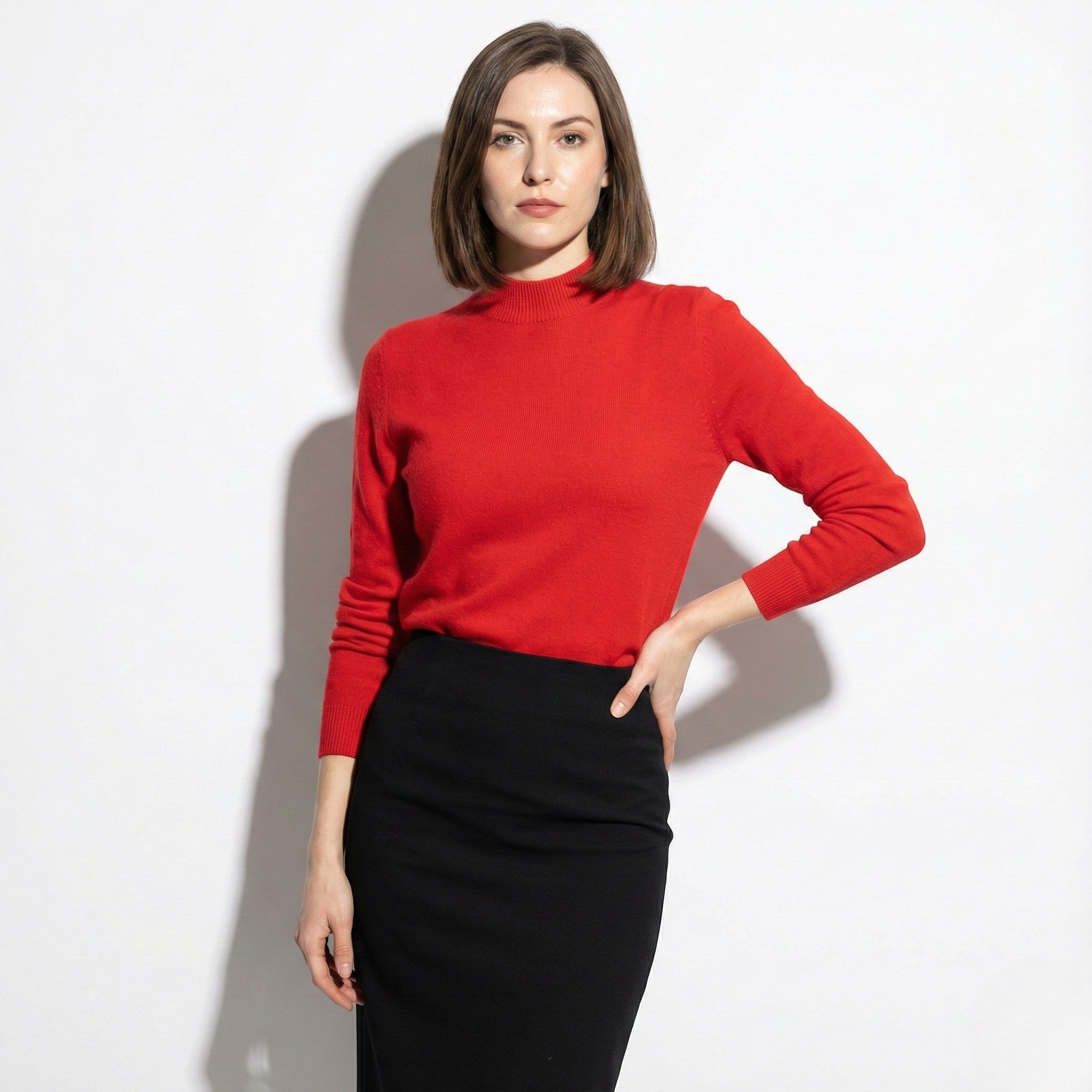 Clara – Women’s Wool Soft Knit Jumper - Sweater - Red - Jones & Smith