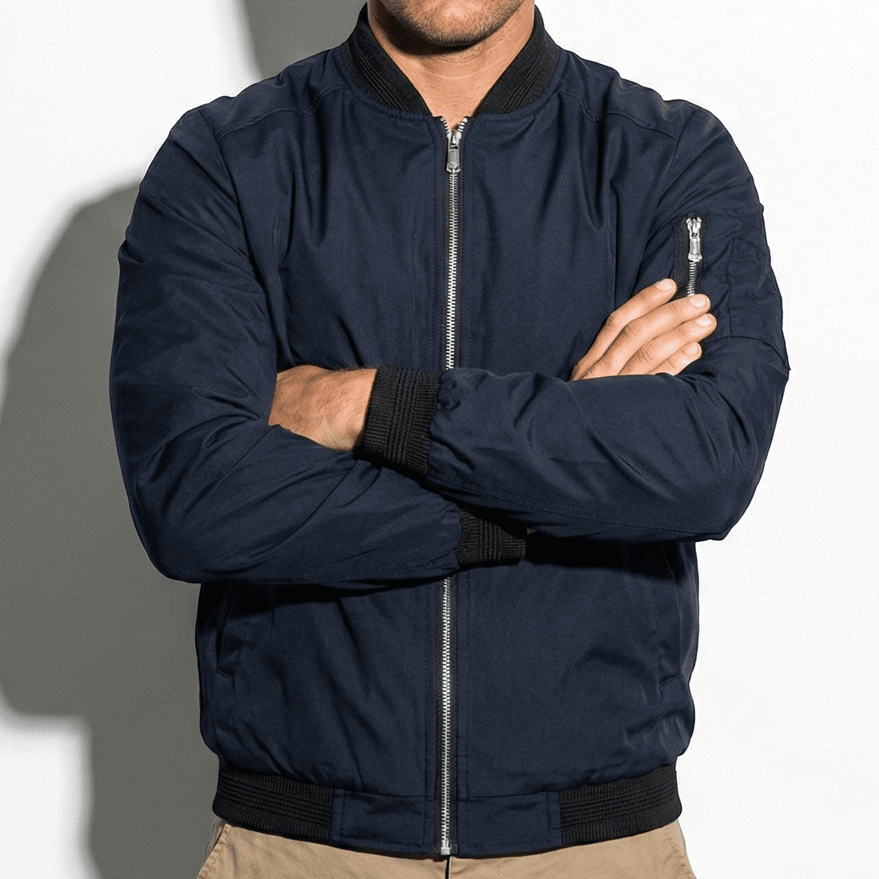 Craig - Men's Lightweight Zip - up Bomber Jacket - Jackets - Blue - Jones & Smith