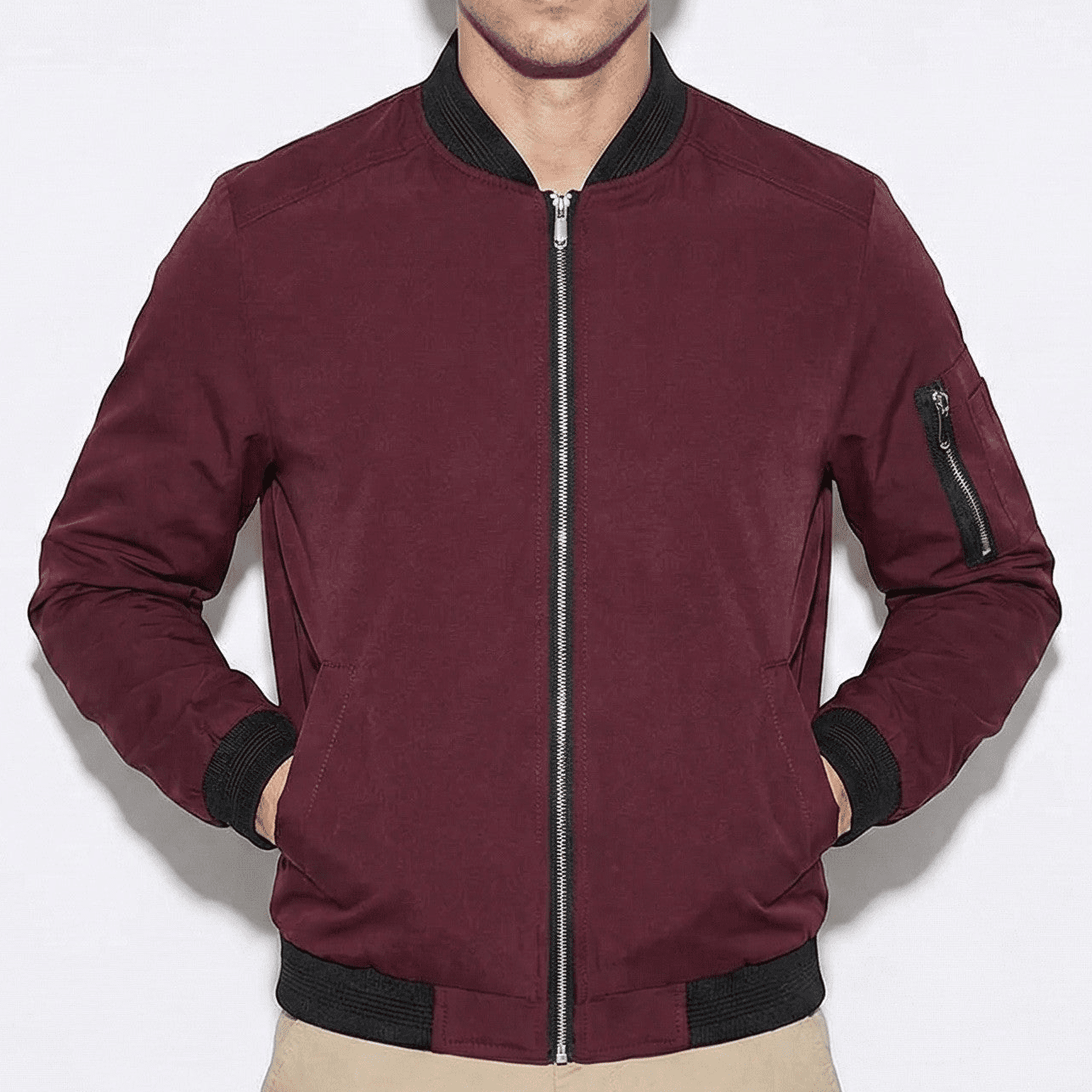 Craig - Men's Lightweight Zip - up Bomber Jacket - Jackets - Red - Jones & Smith
