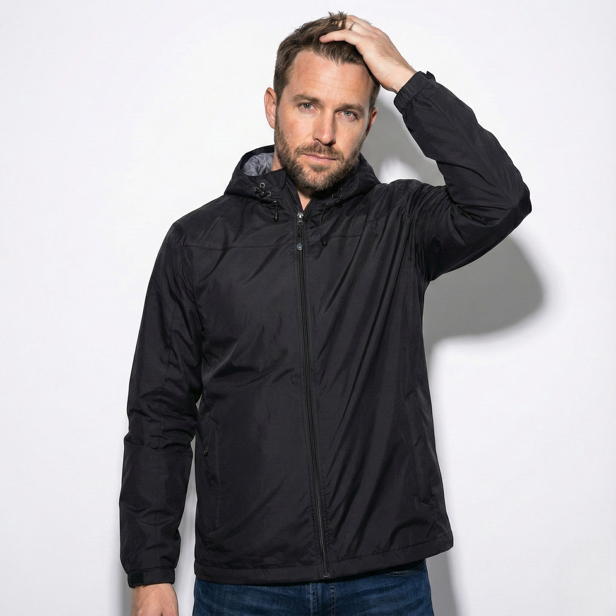 Craig - Men’s Water - Resistant Windbreaker Jacket - Jackets & Coats - Black - Jones & Smith