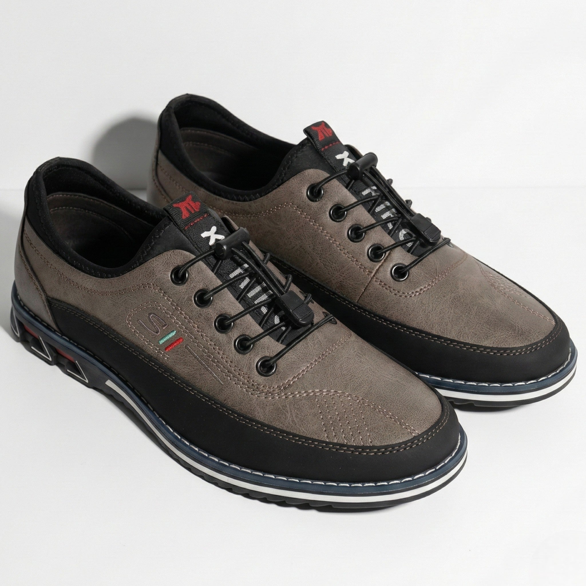 Daniel - Men's Leather Shoes with Structured Comfort Fit - Footwear - Khaki - Jones & Smith