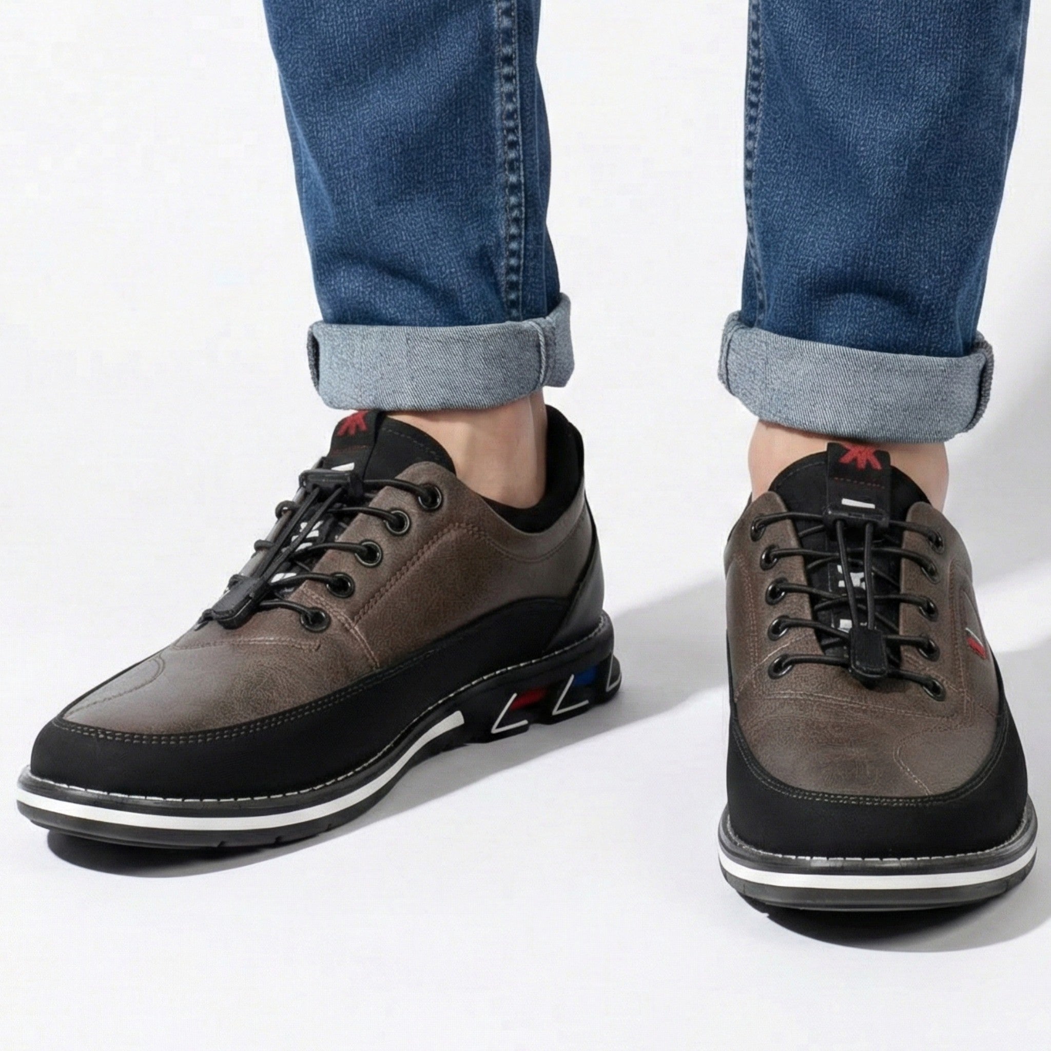 Daniel - Men's Leather Shoes with Structured Comfort Fit - Footwear - Khaki - Jones & Smith