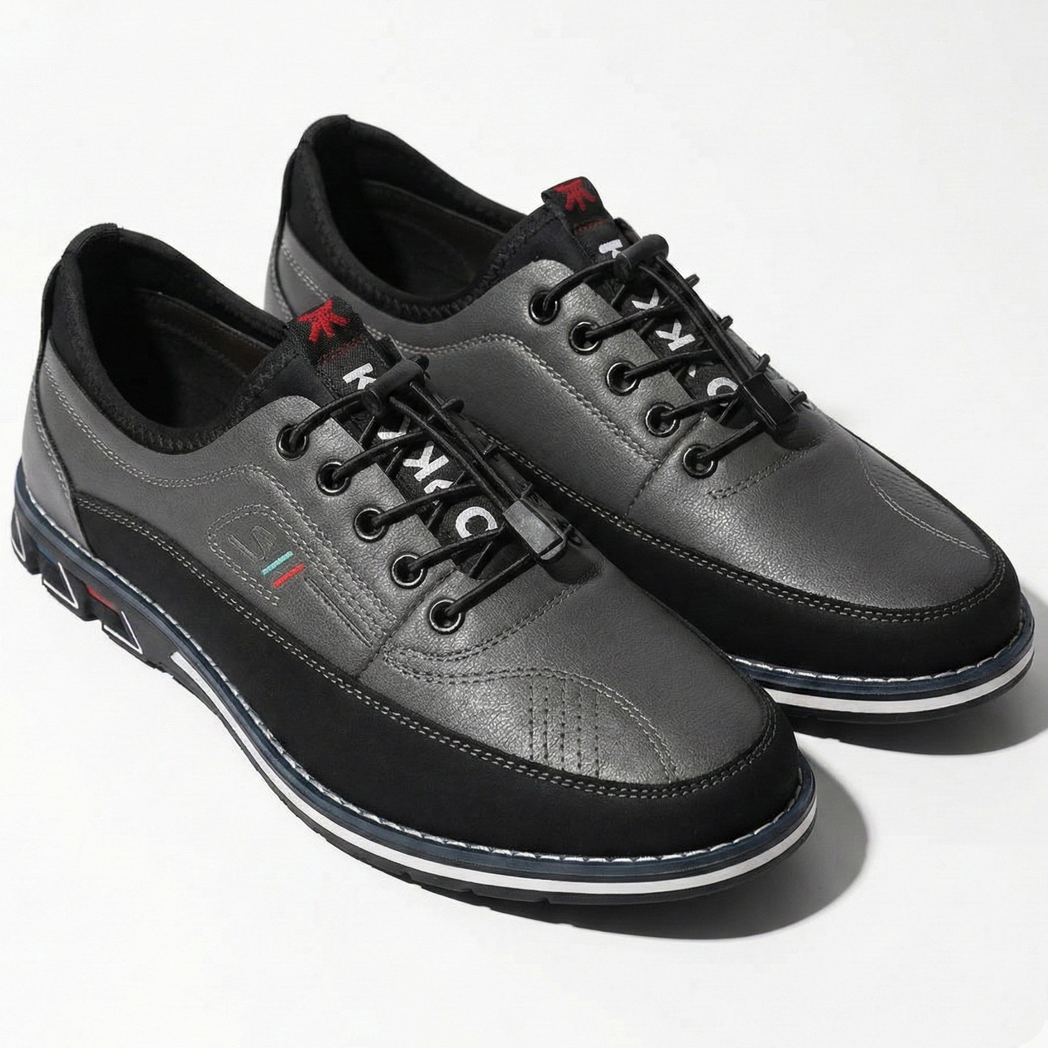 Daniel - Men's Leather Shoes with Structured Comfort Fit - Footwear - Grey - Jones & Smith