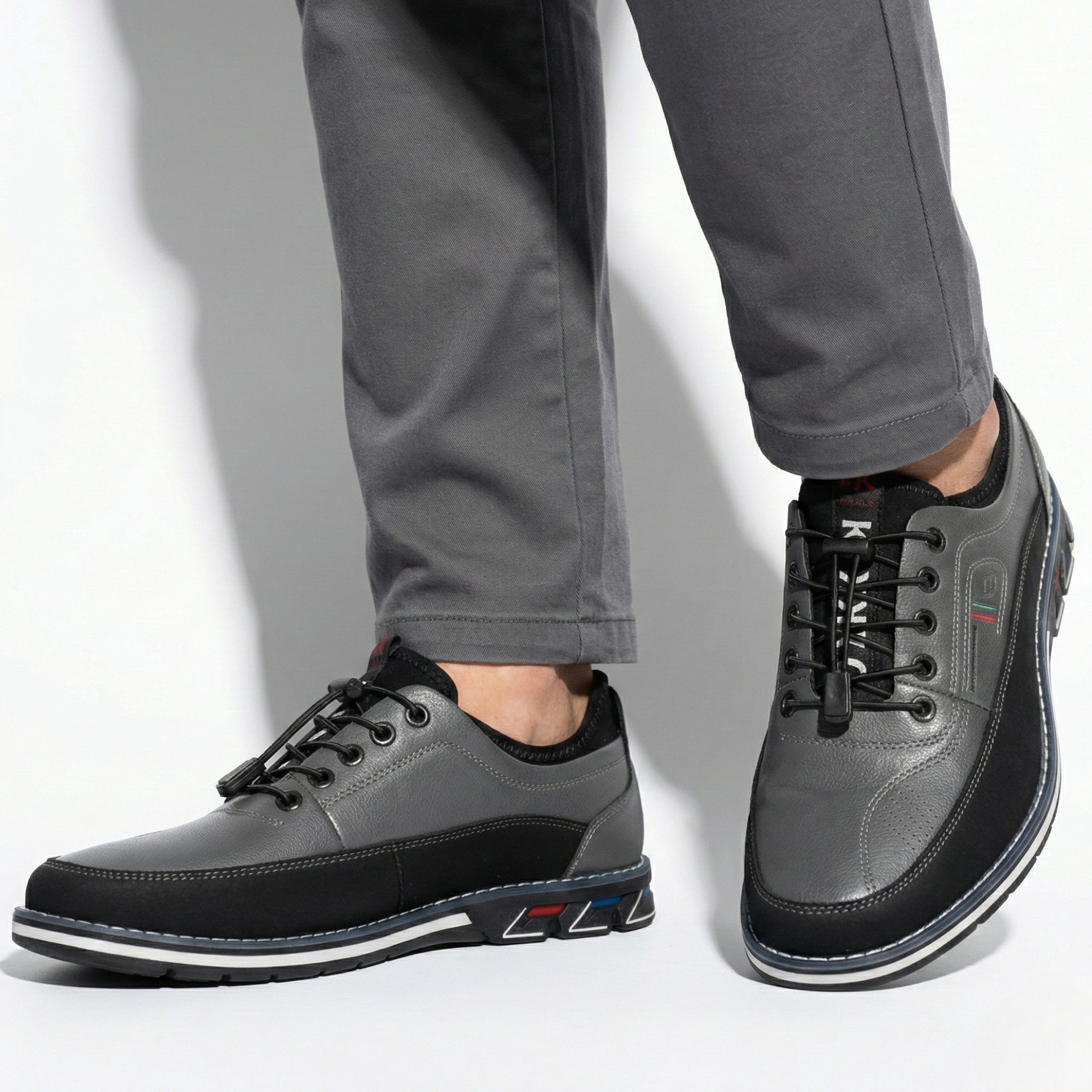 Daniel - Men's Leather Shoes with Structured Comfort Fit - Footwear - Grey - Jones & Smith