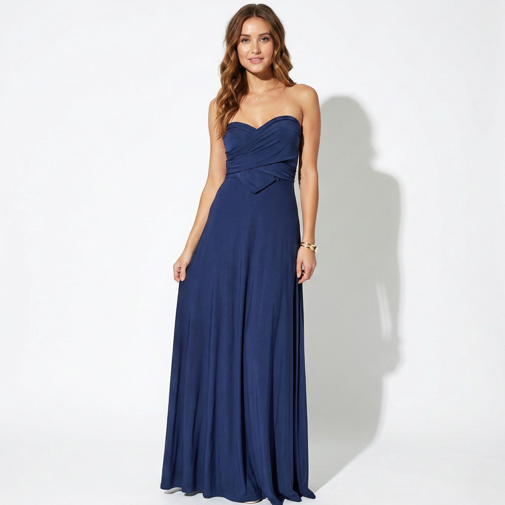 Danielle - Women's 3 - Way Maxi Dress with Waist Tie - Dress - Dark Blue - Jones & Smith
