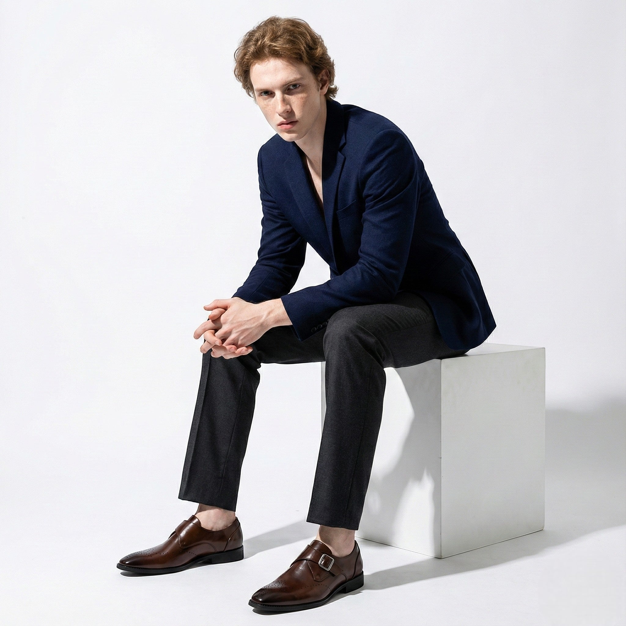 David - Men's Classic Formal Dress Shoes with Polished Finish - Shoes - Brown - Jones & Smith