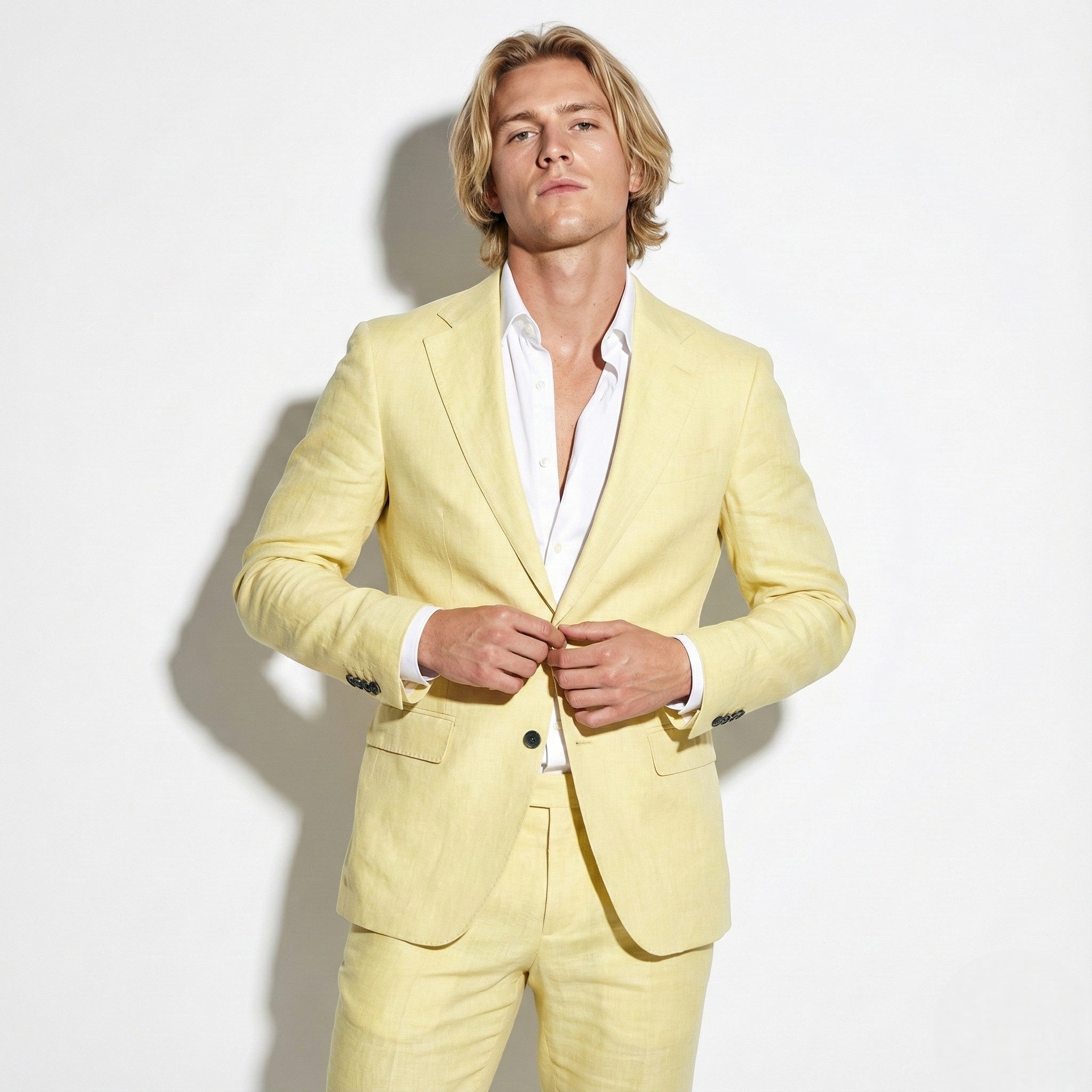 Dominic - Men’s Lightweight Formal Two - Piece Suit - Sets - Yellow - Jones & Smith