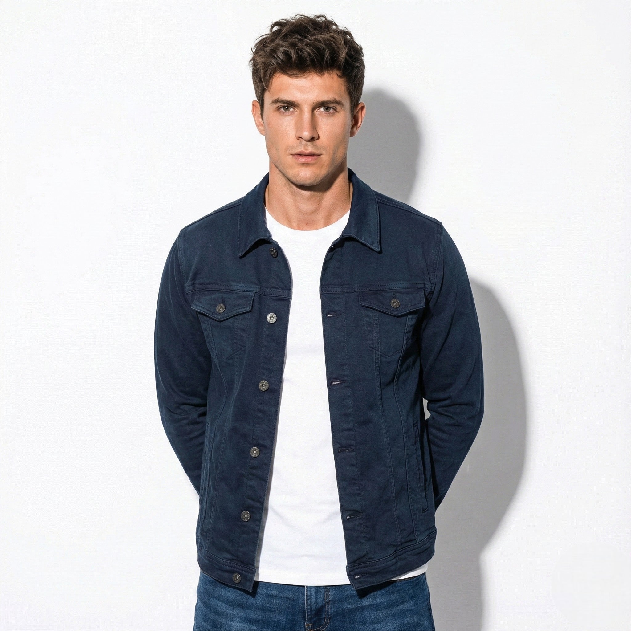 Dominic - Men's Trucker Jacket - Jackets & Coats - Marine Blue - Jones & Smith