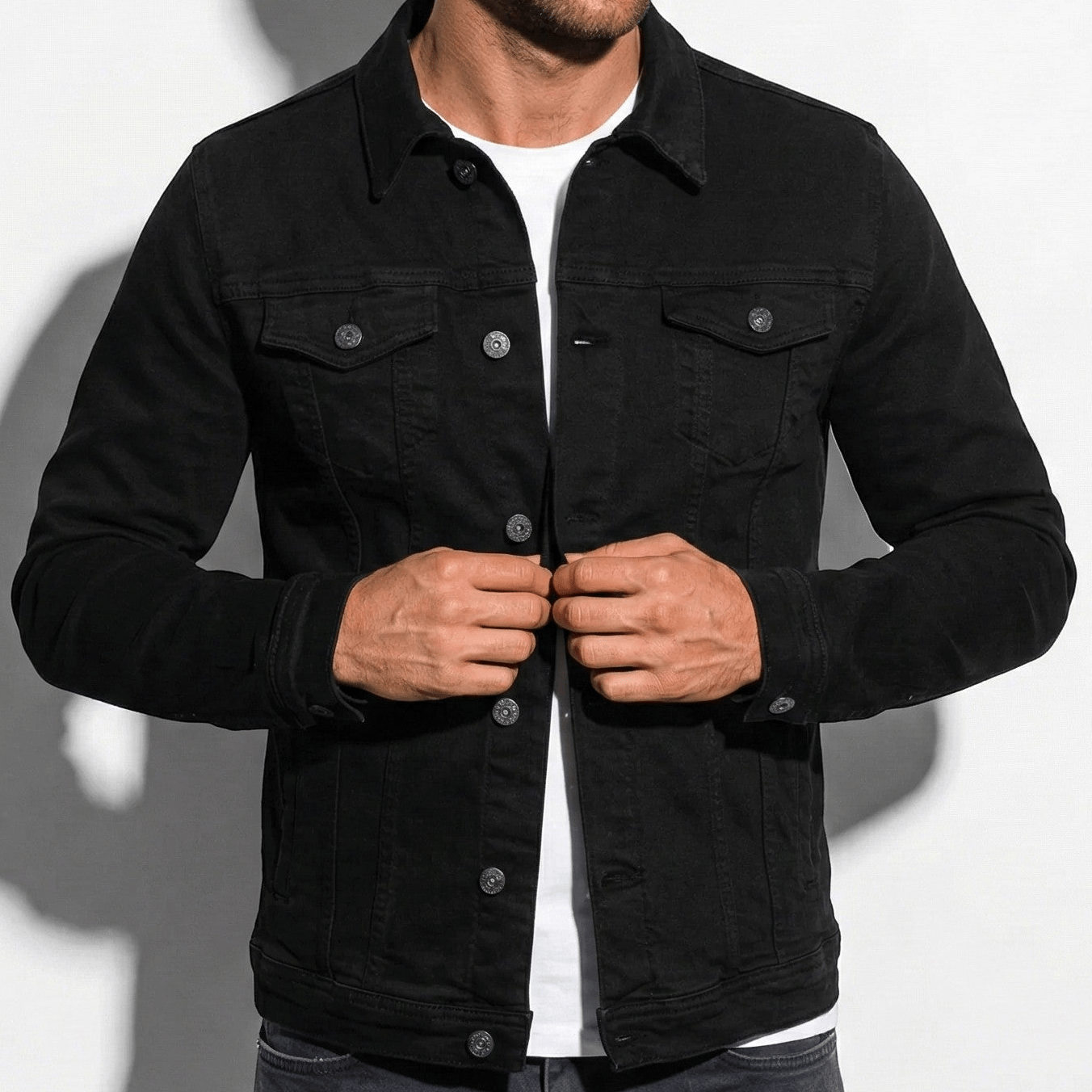 Dominic - Men's Trucker Jacket - Jackets & Coats - Black - Jones & Smith