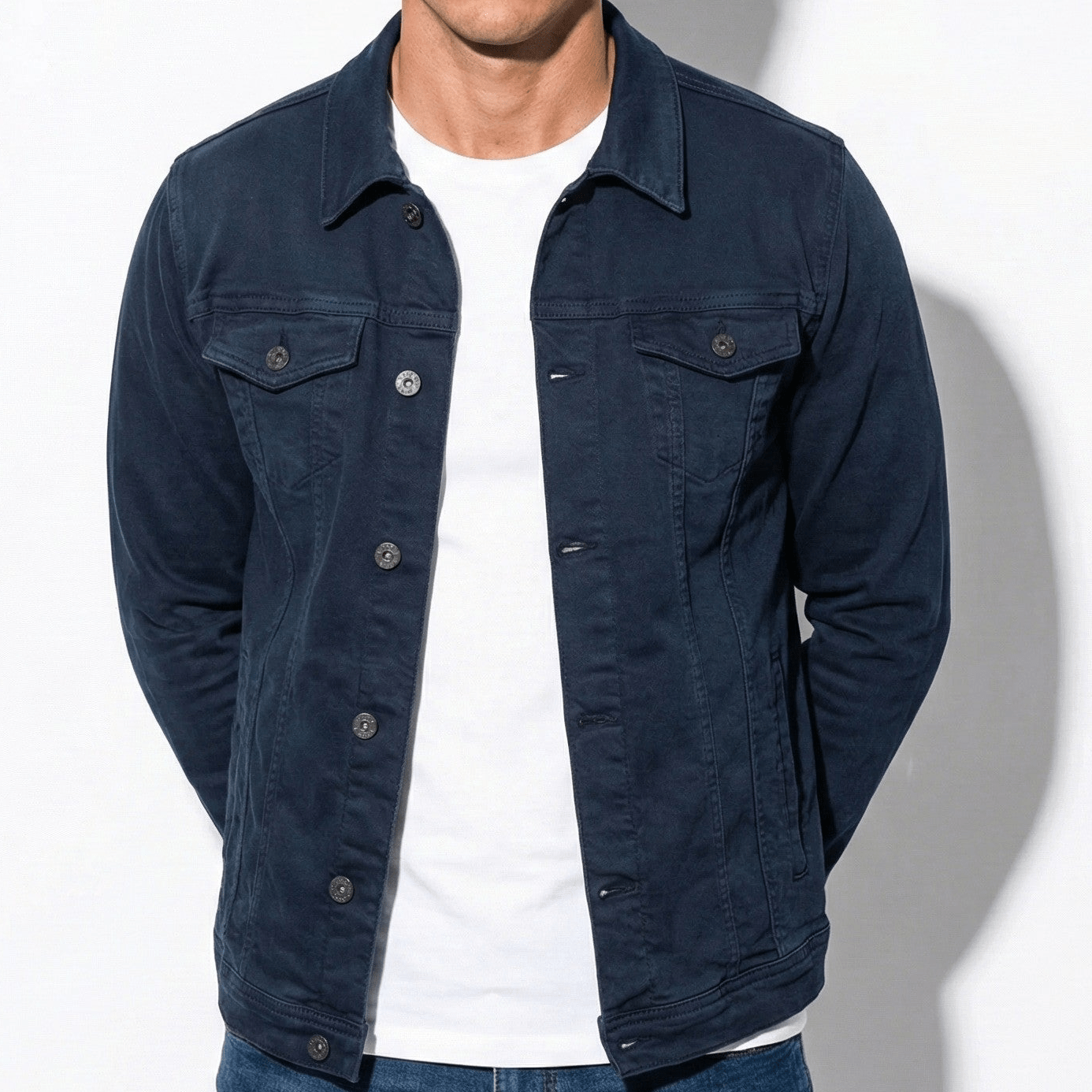 Dominic - Men's Trucker Jacket - Jackets & Coats - Marine Blue - Jones & Smith