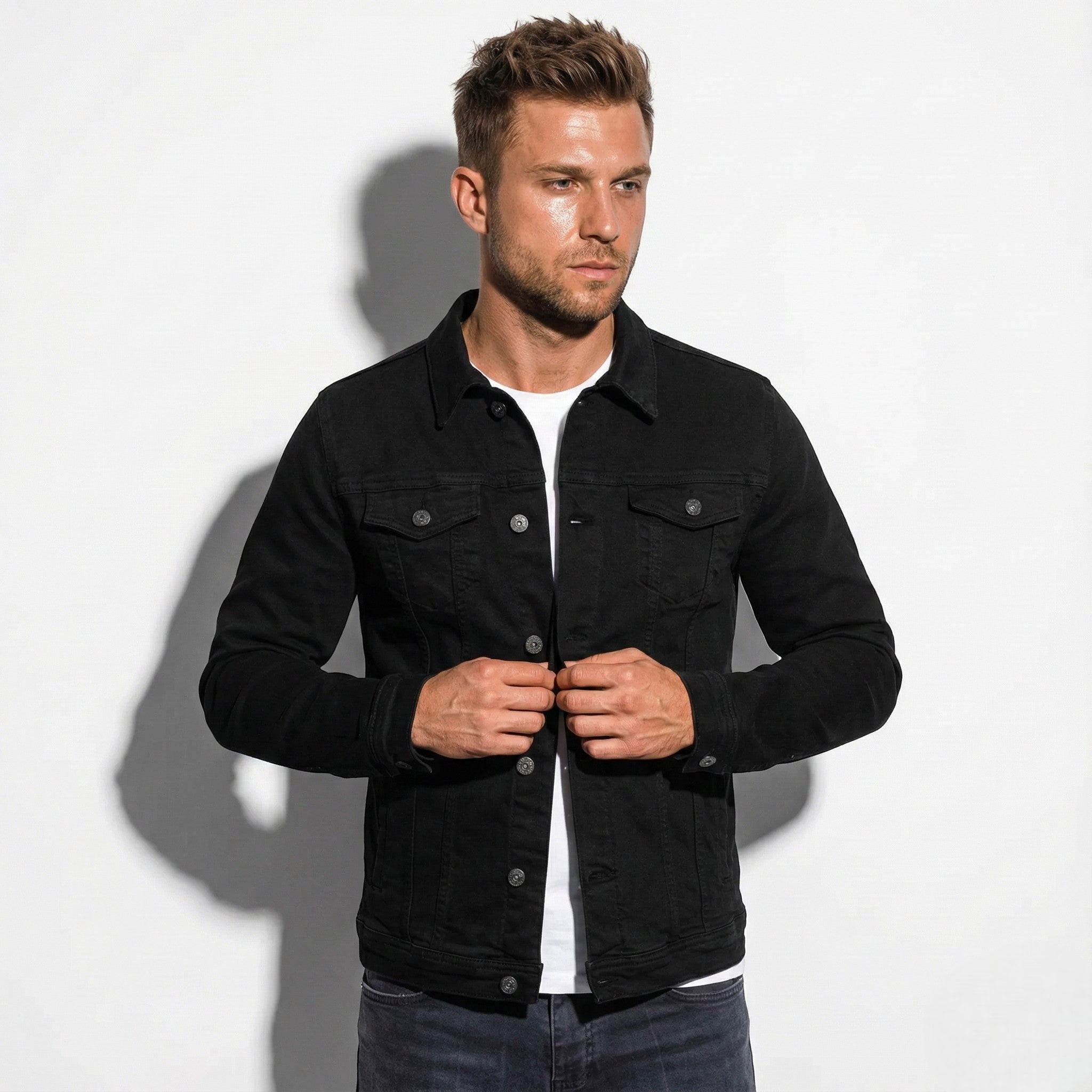 Dominic - Men's Trucker Jacket - Jackets & Coats - Black - Jones & Smith