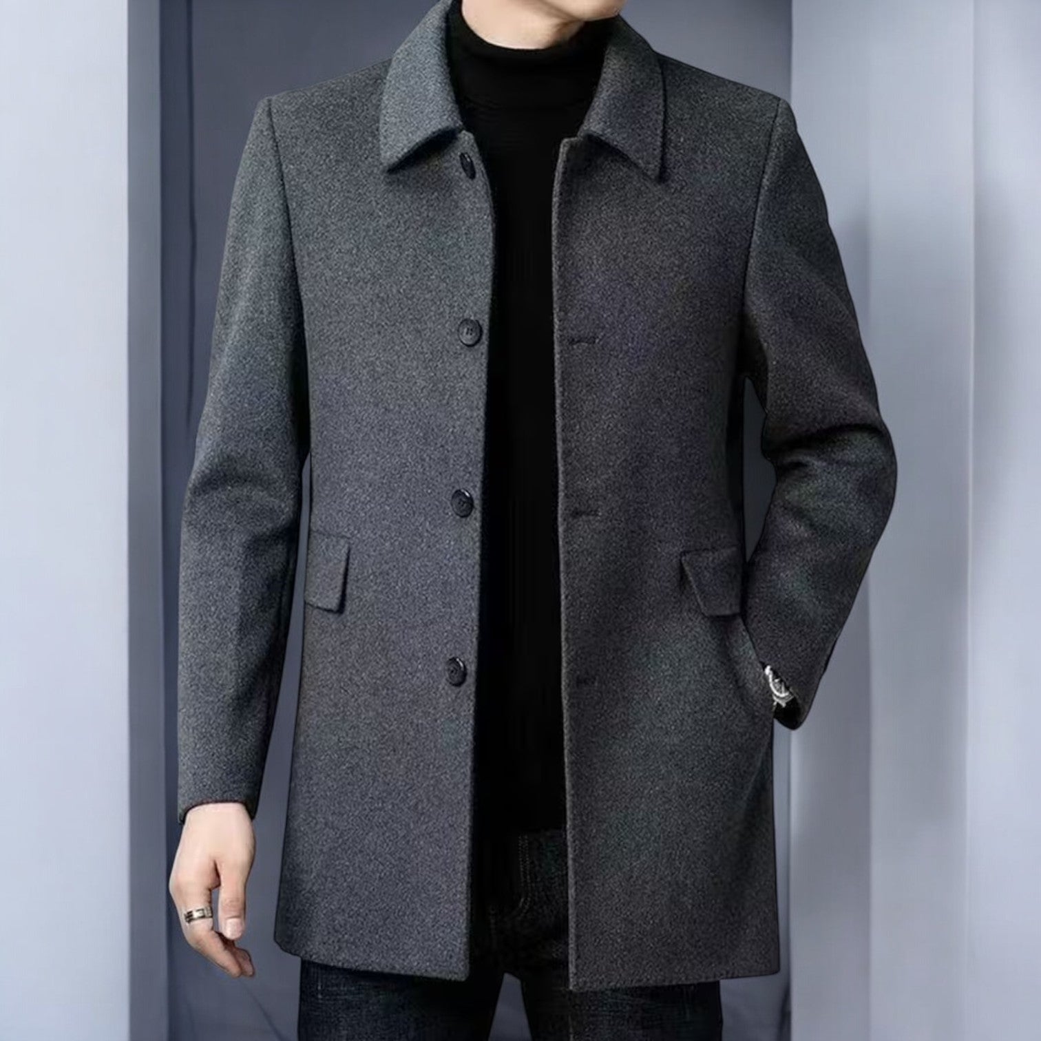 Eduard – Men's Coat Single - Breasted Winter - Coats - Grey - Jones & Smith
