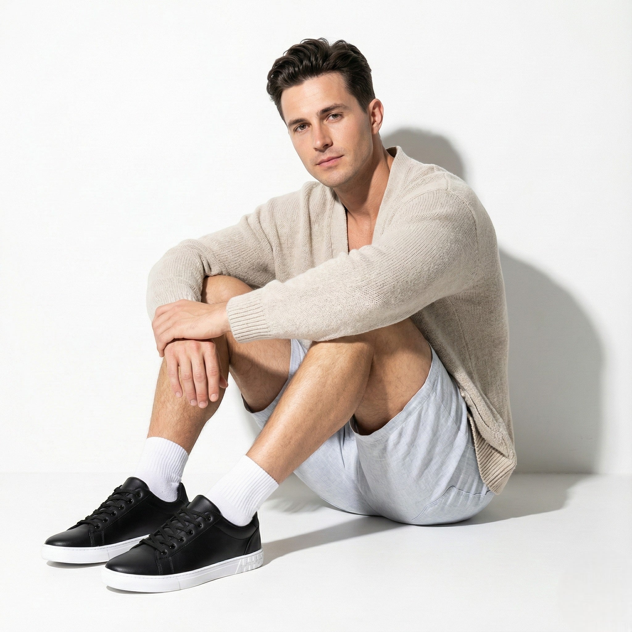 Edward - Men's Leather Low - Top Sneakers - Shoes - Black - Jones & Smith