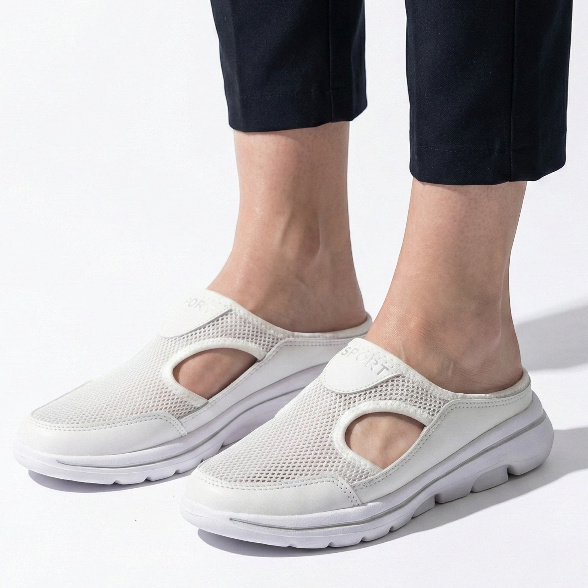 Eleanor - Women’s Breathable Slip - On Walking Shoes - Shoes - White - Jones & Smith