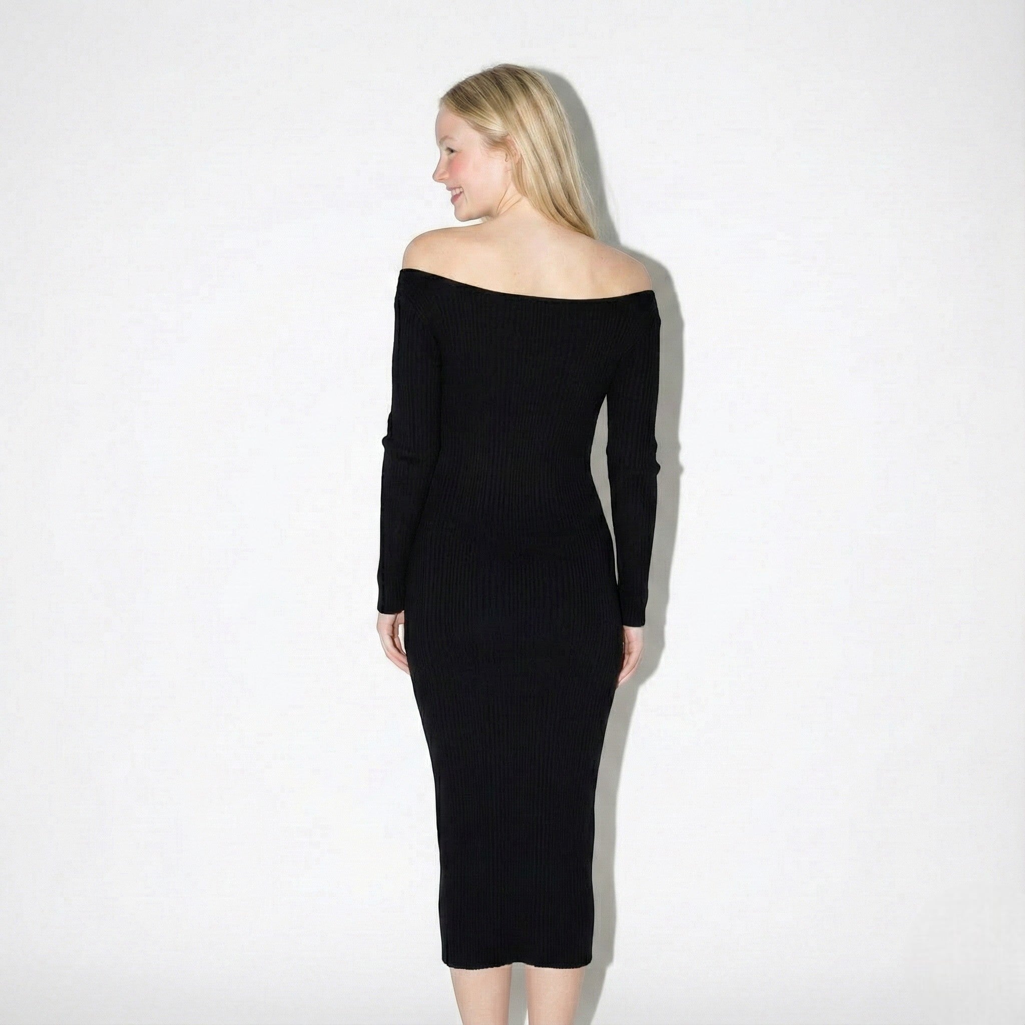 Eleanor - Women's Off - Shoulder Ribbed Maxi Dress - Dresses - Black - Jones & Smith