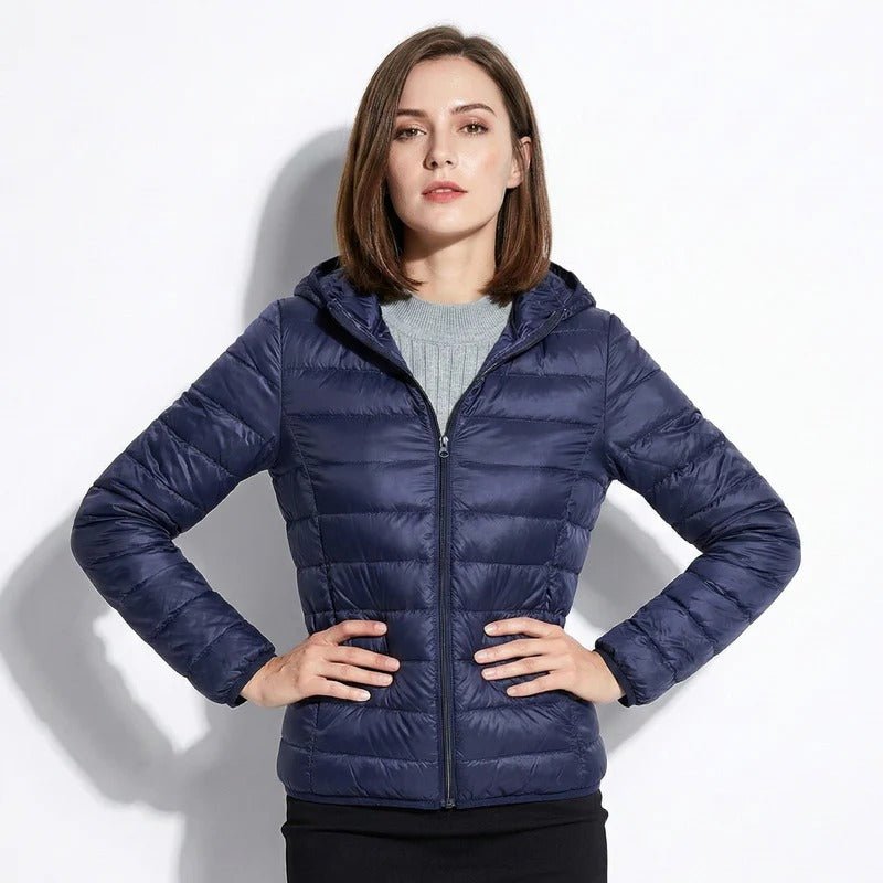 Eleanor - Women's Warm Hooded Puffer Jacket - Outerwear - Dark Blue - Jones & Smith