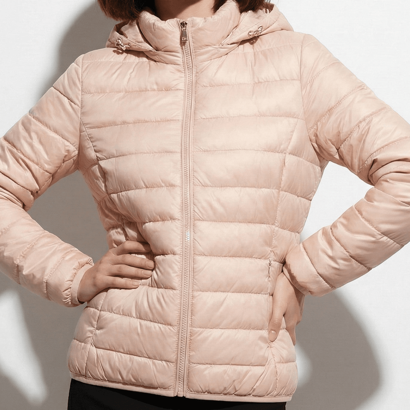Eleanor - Women's Warm Hooded Puffer Jacket - Outerwear - Light Pink - Jones & Smith