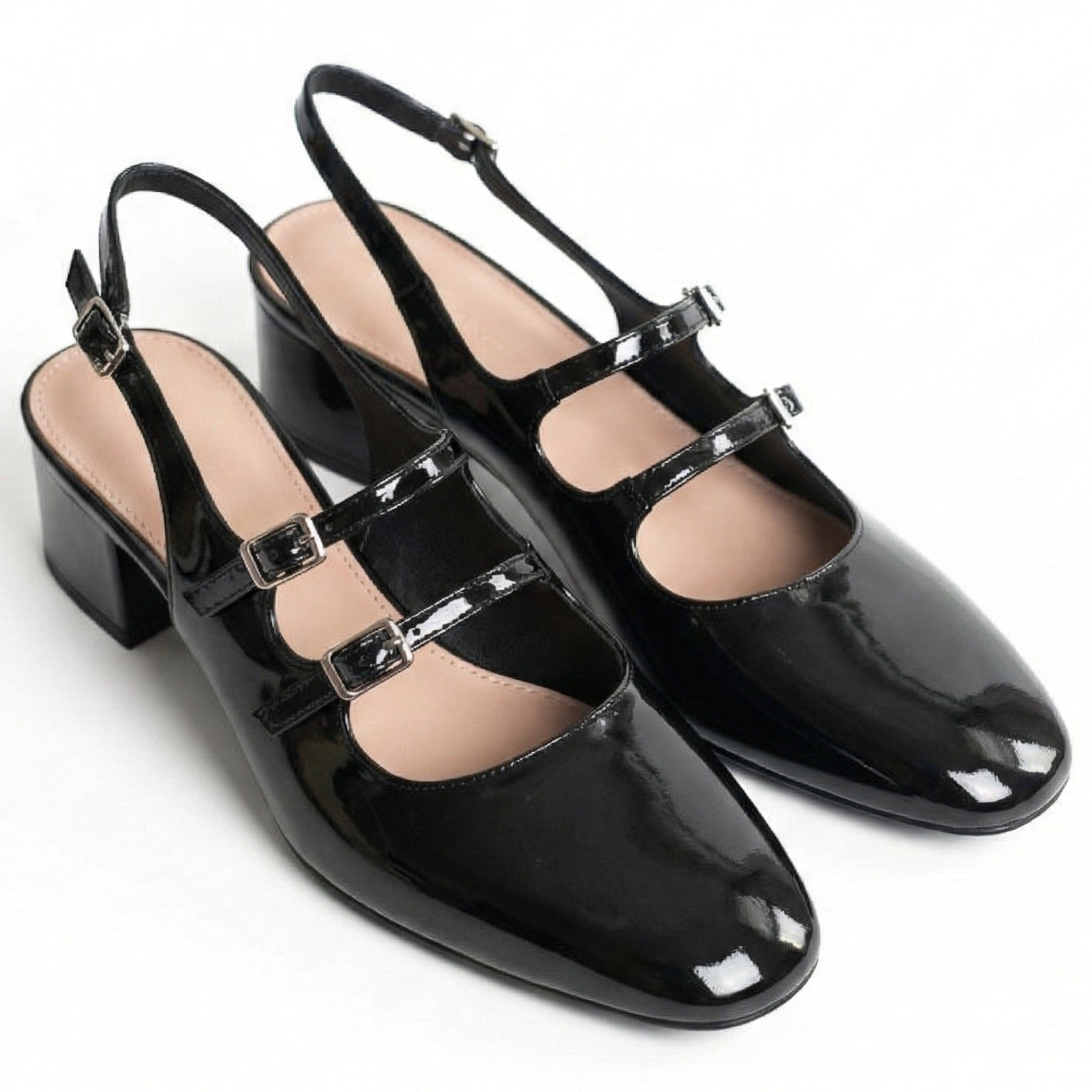 Ella - Women’s Leather Square Toe Mary Jane Shoes - Footwear - Black - Jones & Smith