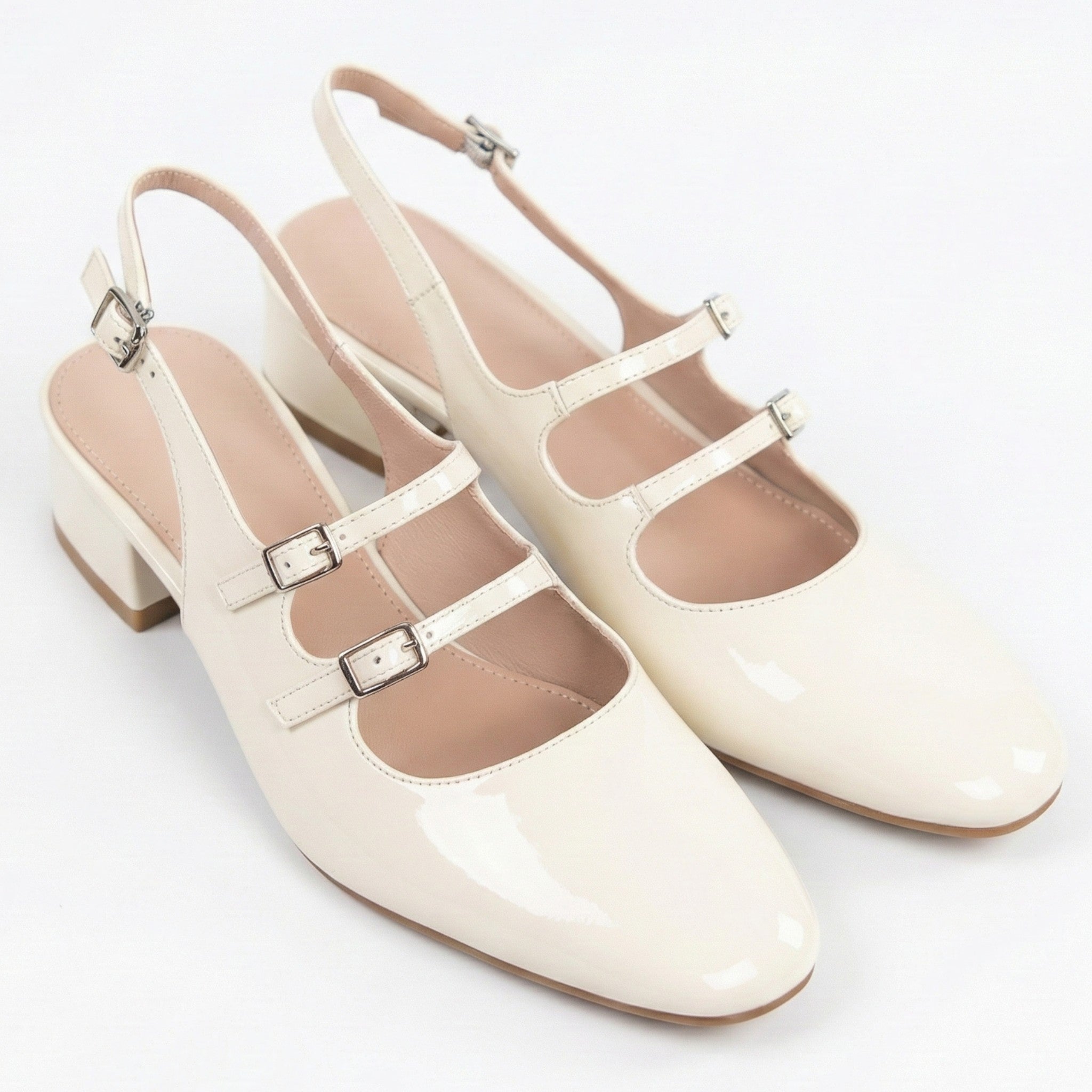 Ella - Women’s Leather Square Toe Mary Jane Shoes - Footwear - White - Jones & Smith