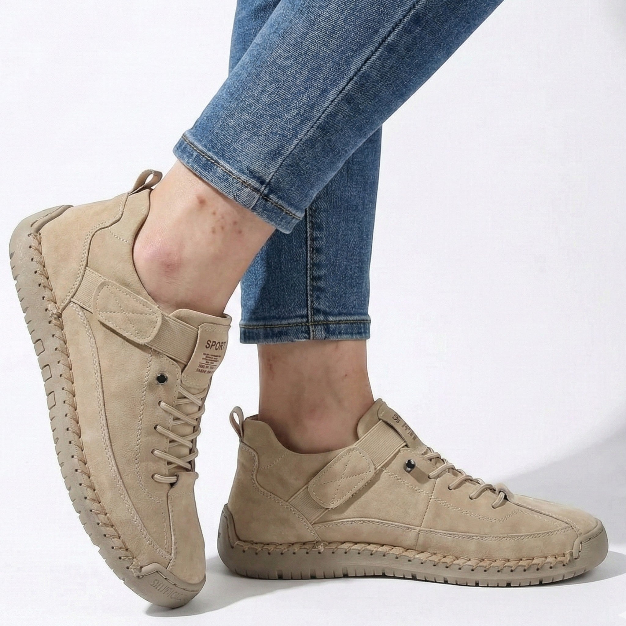 Elodie - Women's Lightweight Trainers - Shoes - Beige - Jones & Smith