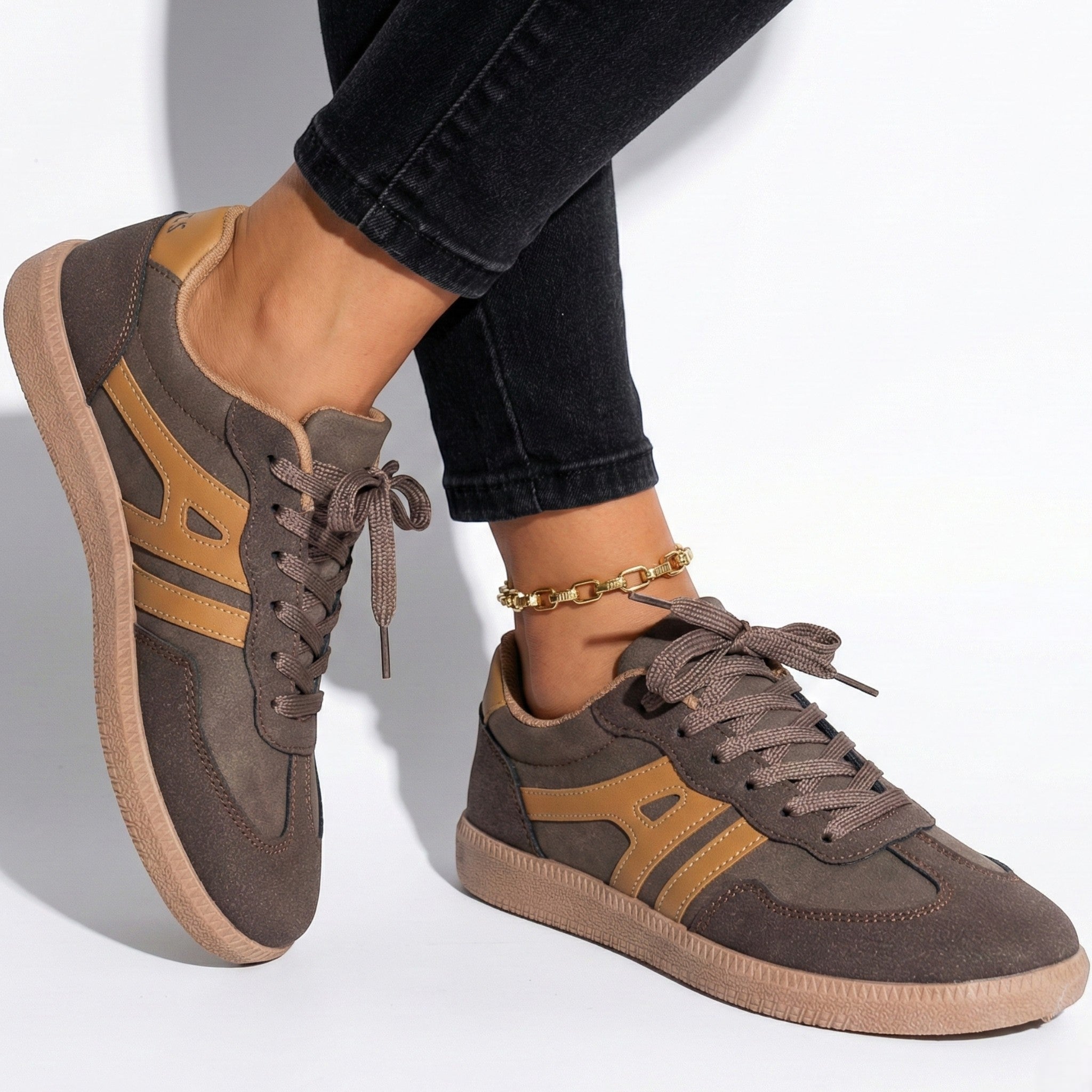 Erin - Women's Sneakers with Arch Support - Shoes - Brown - Jones & Smith