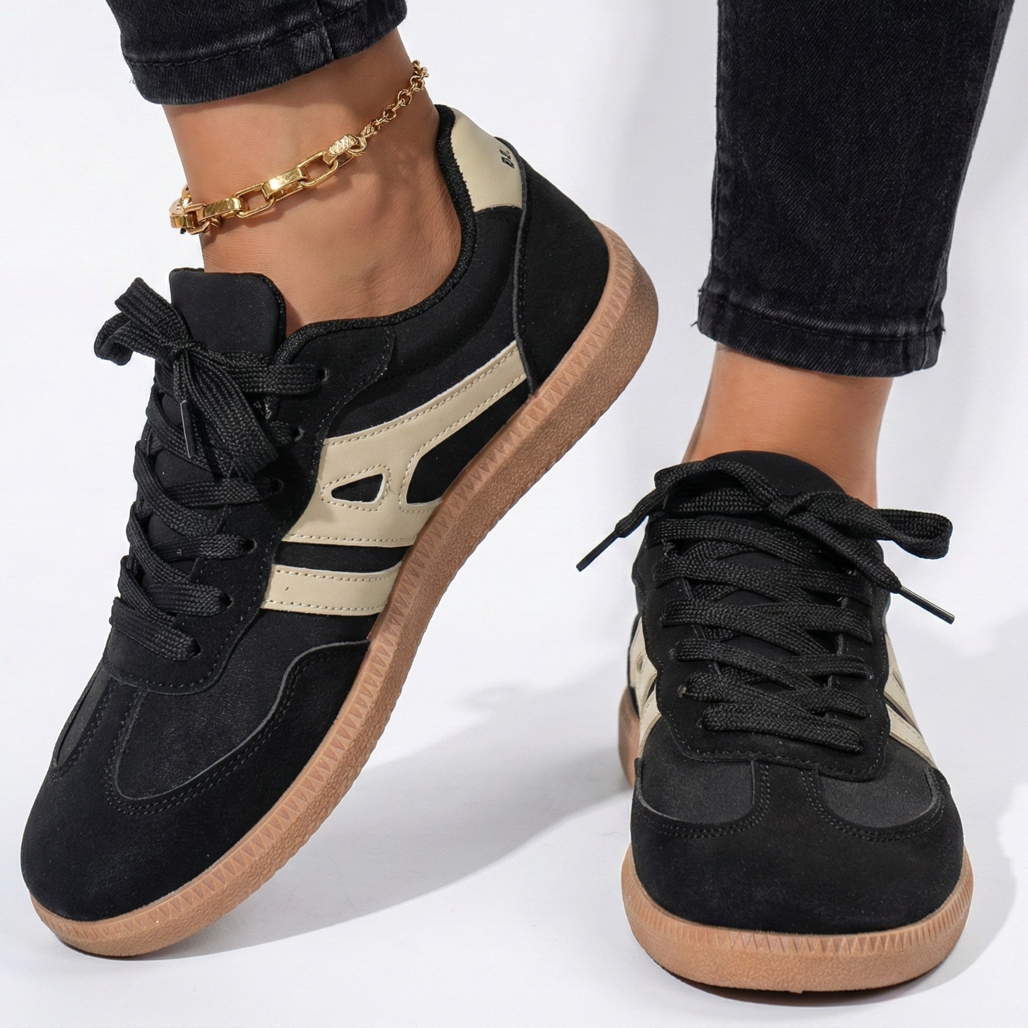 Erin - Women's Sneakers with Arch Support - Shoes - Black - Jones & Smith