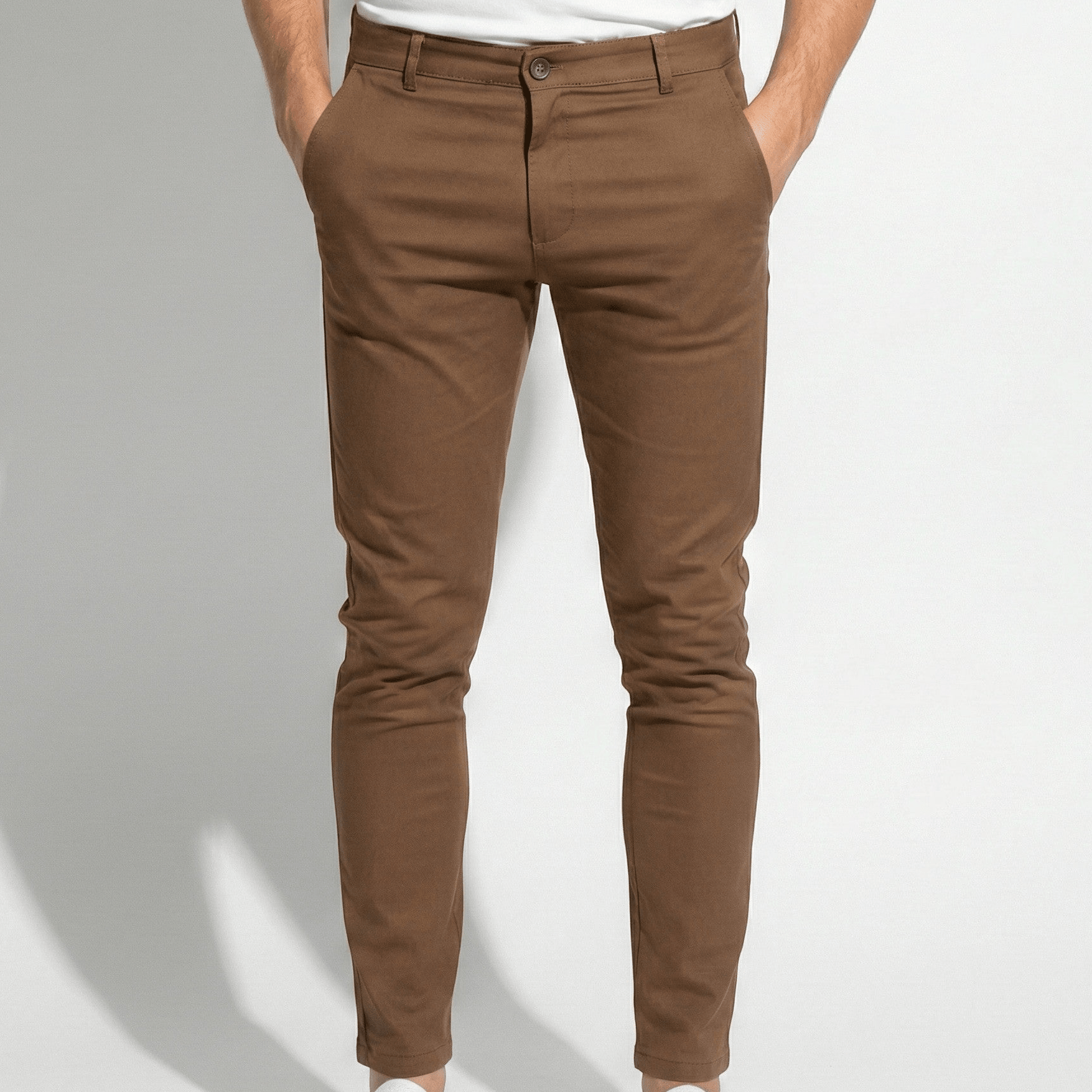 Ethan - Men's Comfortable Tailored Fit Trousers - Trouser - Khaki - Jones & Smith