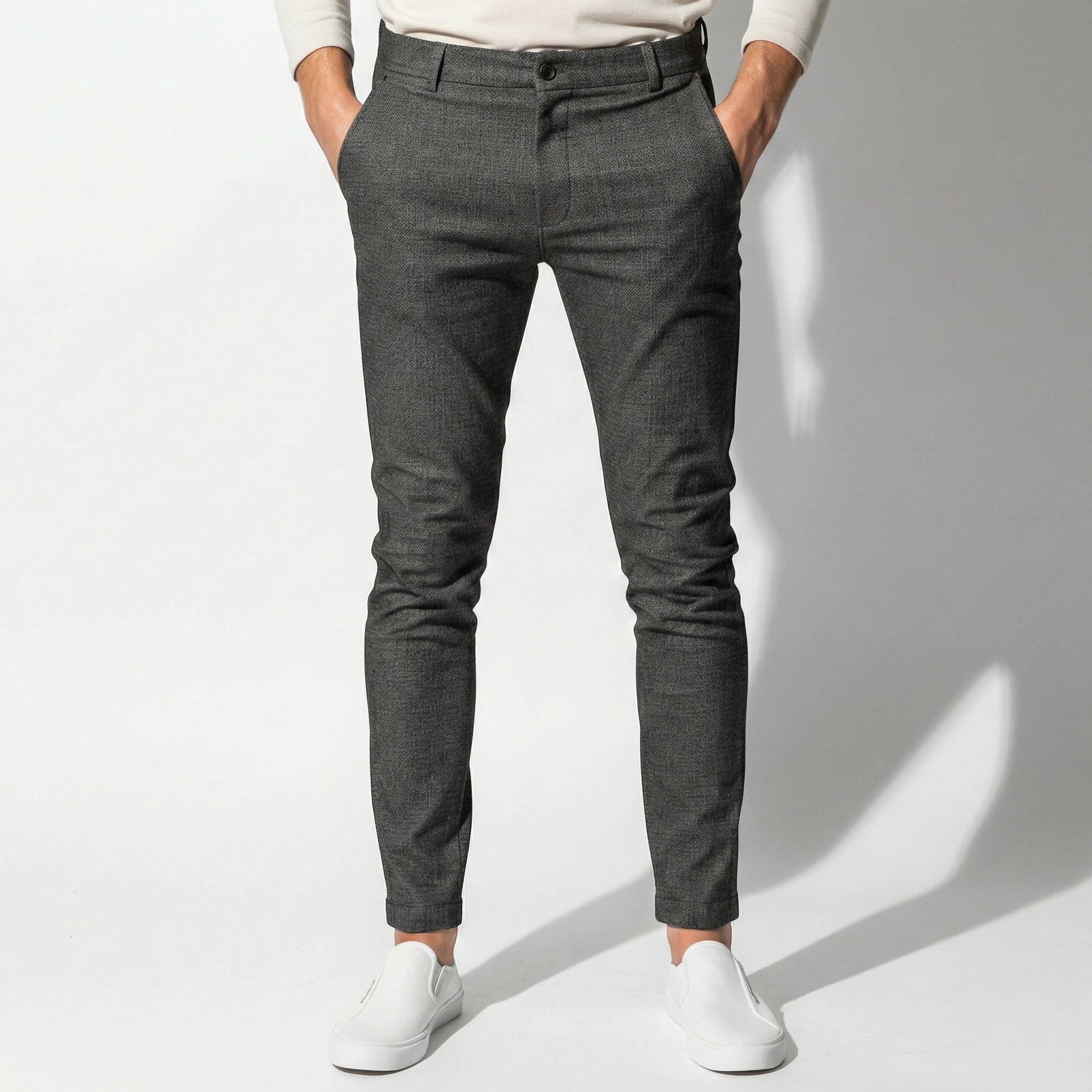 Ethan - Men's Comfortable Tailored Fit Trousers - Trouser - Dark Grey - Jones & Smith