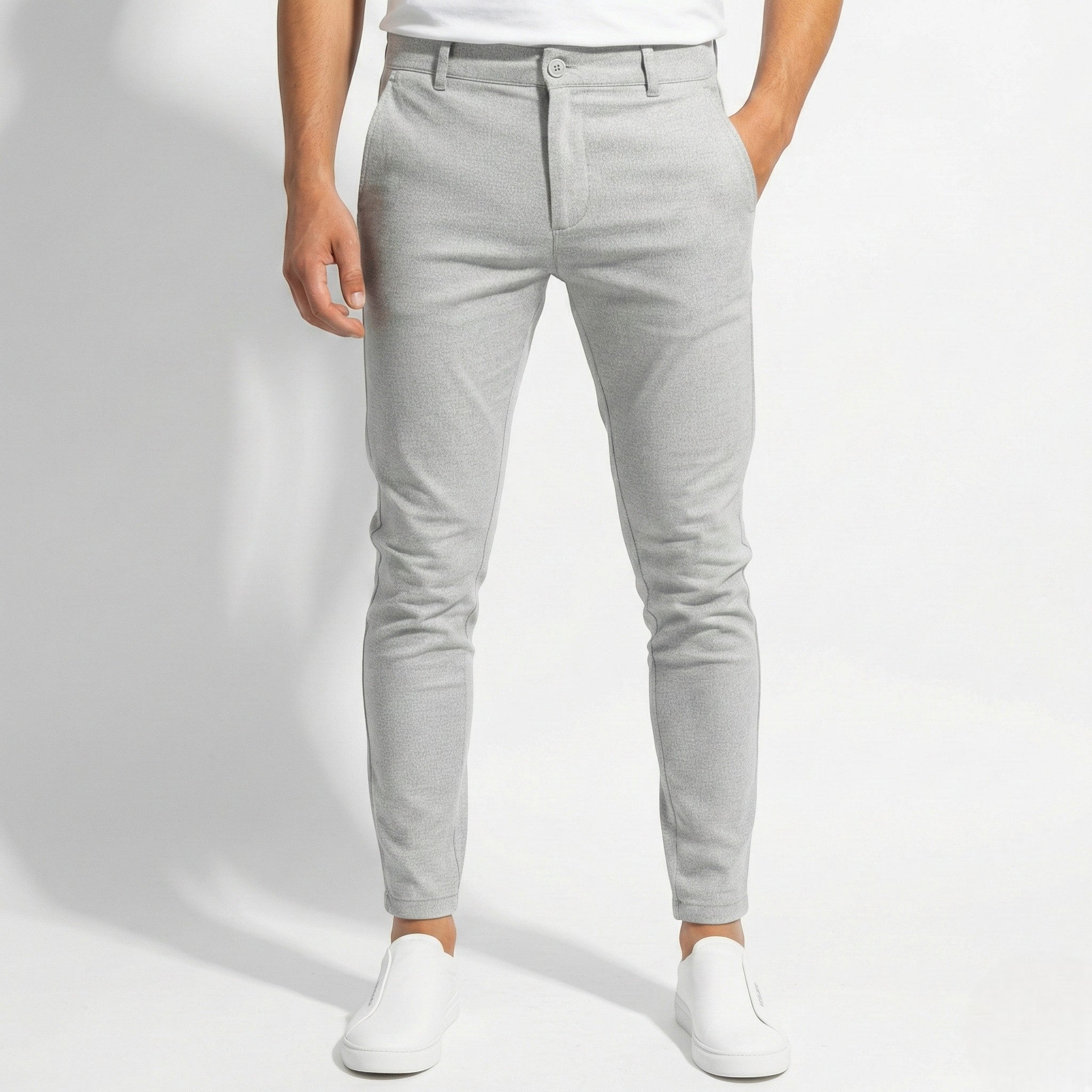 Ethan - Men's Comfortable Tailored Fit Trousers - Trouser - Grey - Jones & Smith