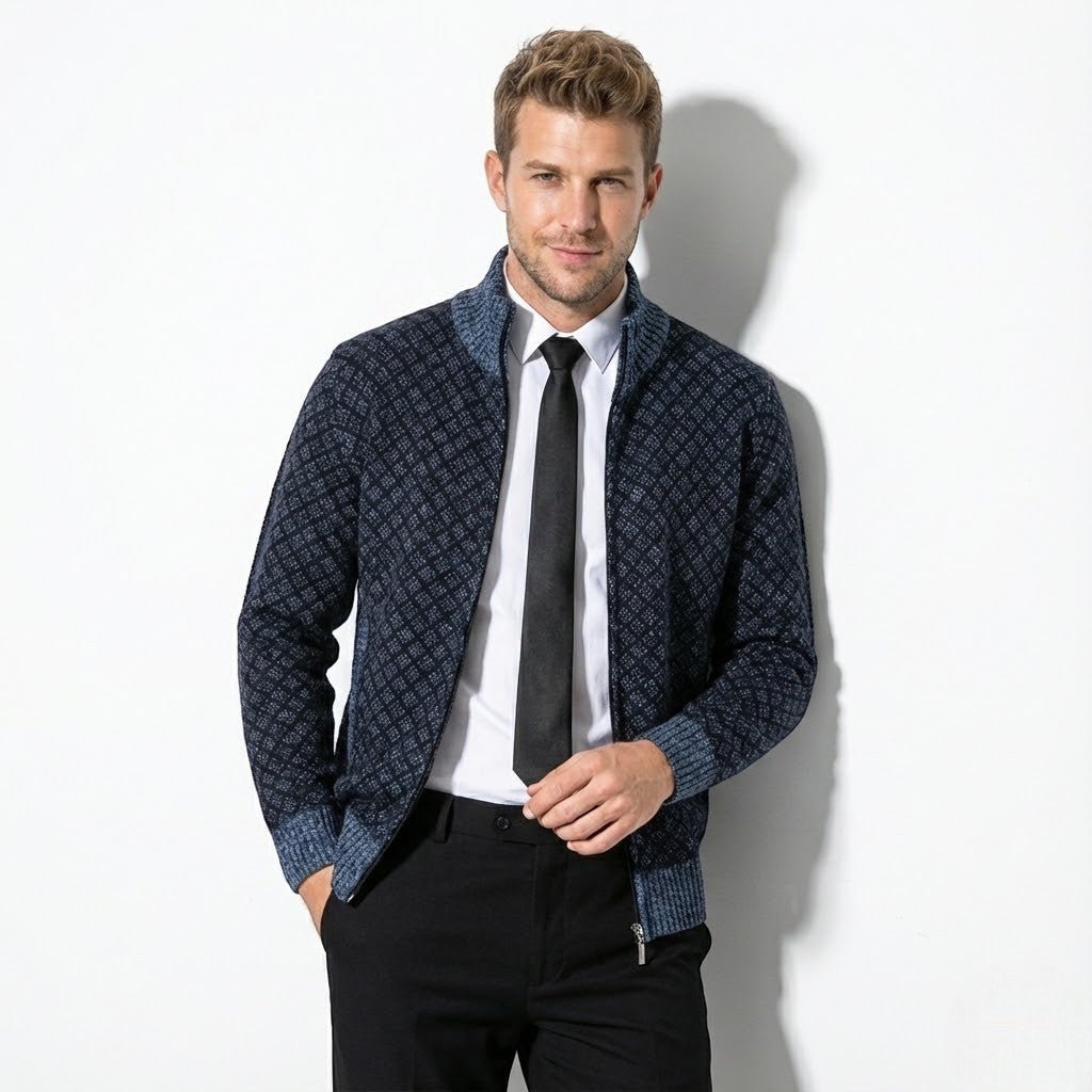 Étienne – Men’s Wool Cardigan - Cardigans - Blue - Jones & Smith