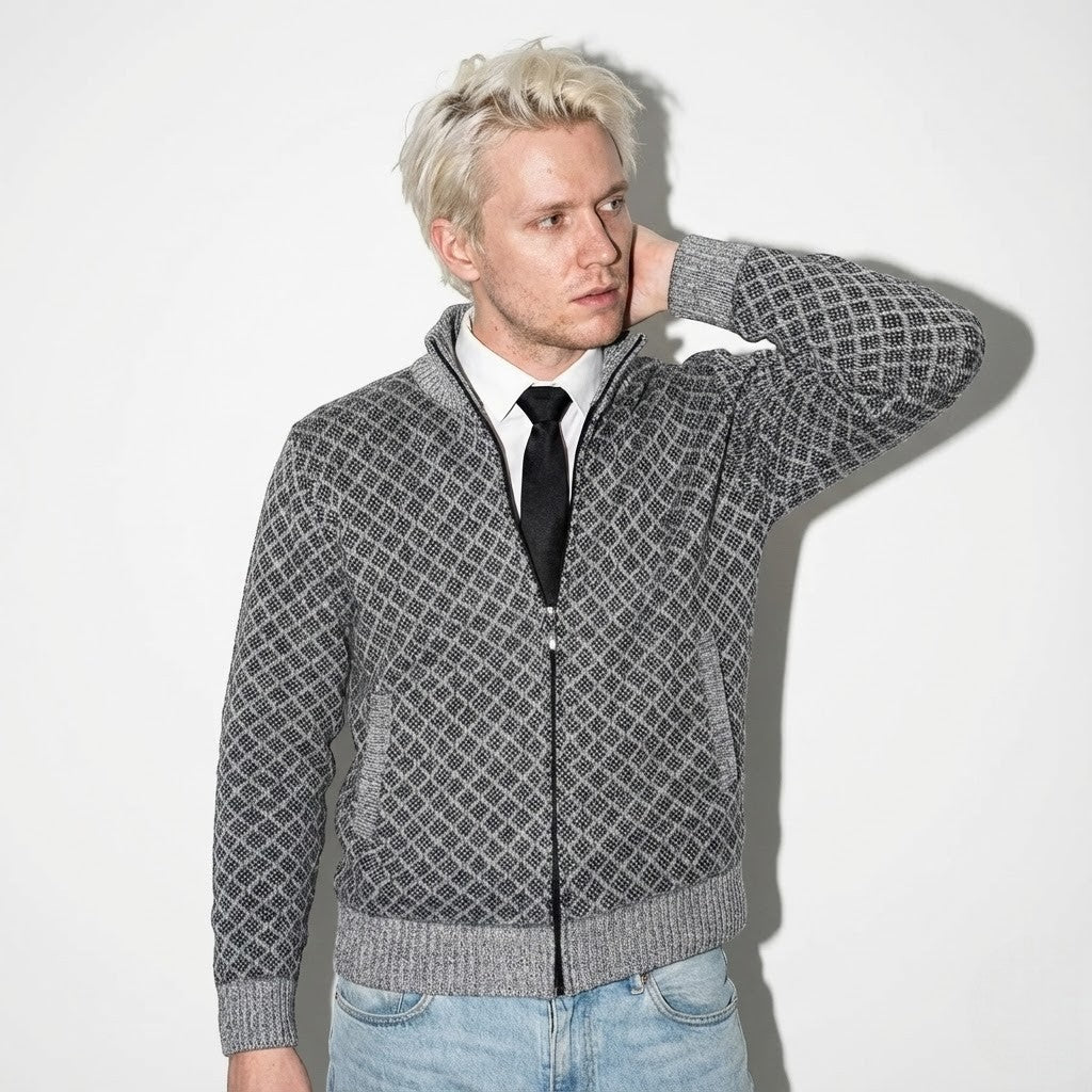 Étienne – Men’s Wool Cardigan - Cardigans - Grey - Jones & Smith