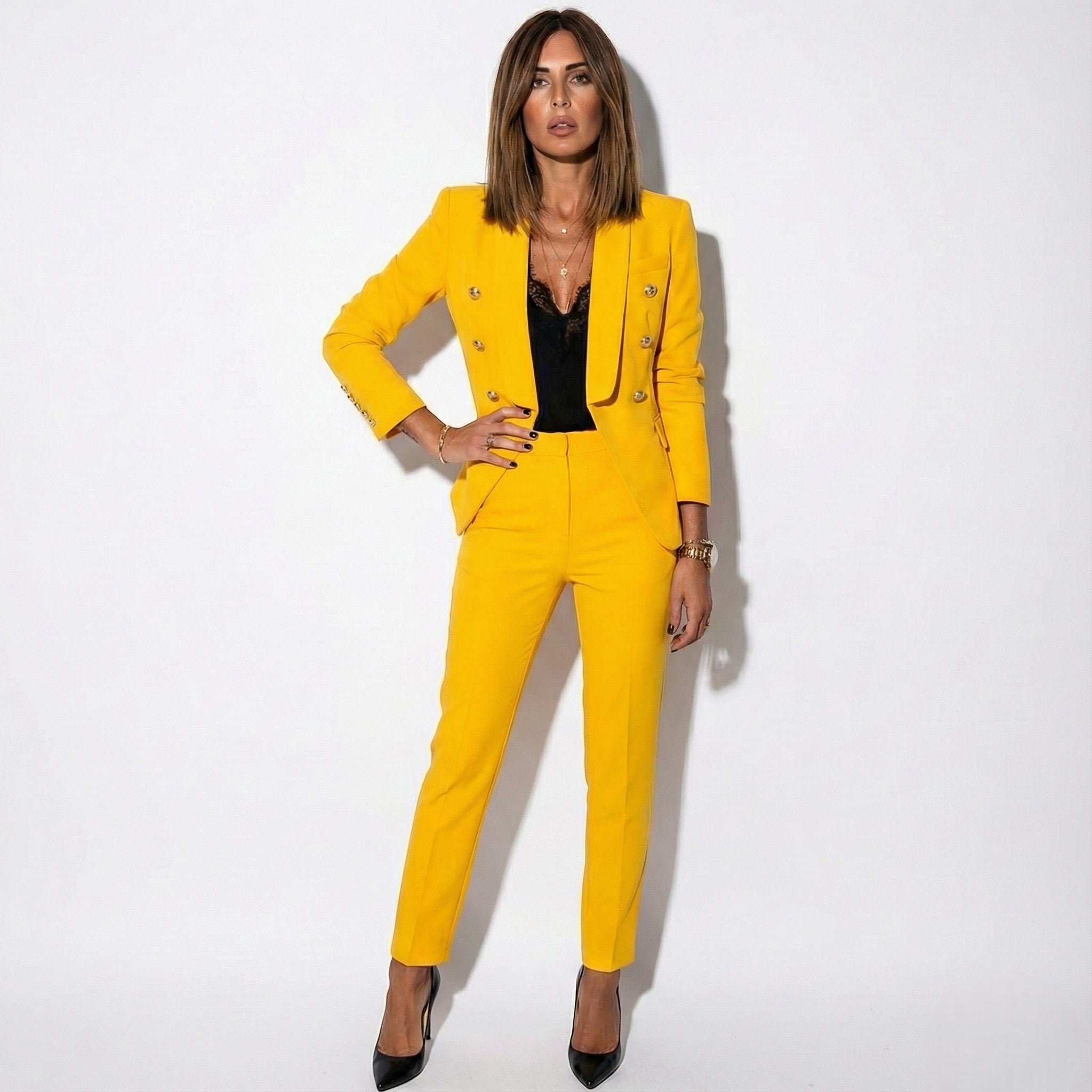 Evie - Women's Blazer & Pants Two - Piece Set - Sets - Yellow - Jones & Smith