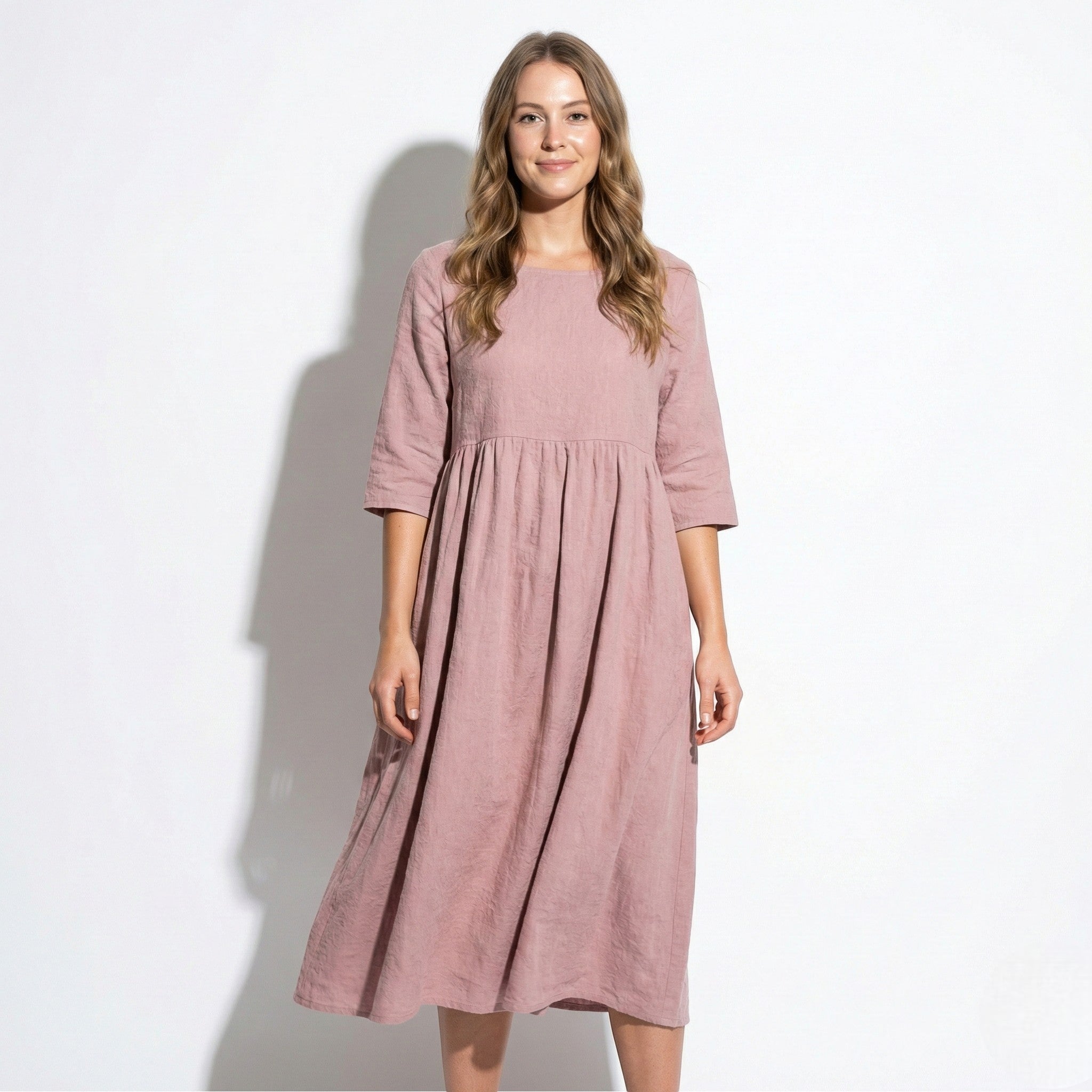 Florence - Women's Breathable Midi Dress with Functional Pockets - Dress - Pink - Jones & Smith