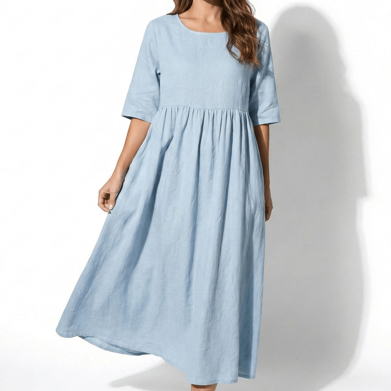 Florence - Women's Breathable Midi Dress with Functional Pockets - Dress - Sky Blue - Jones & Smith
