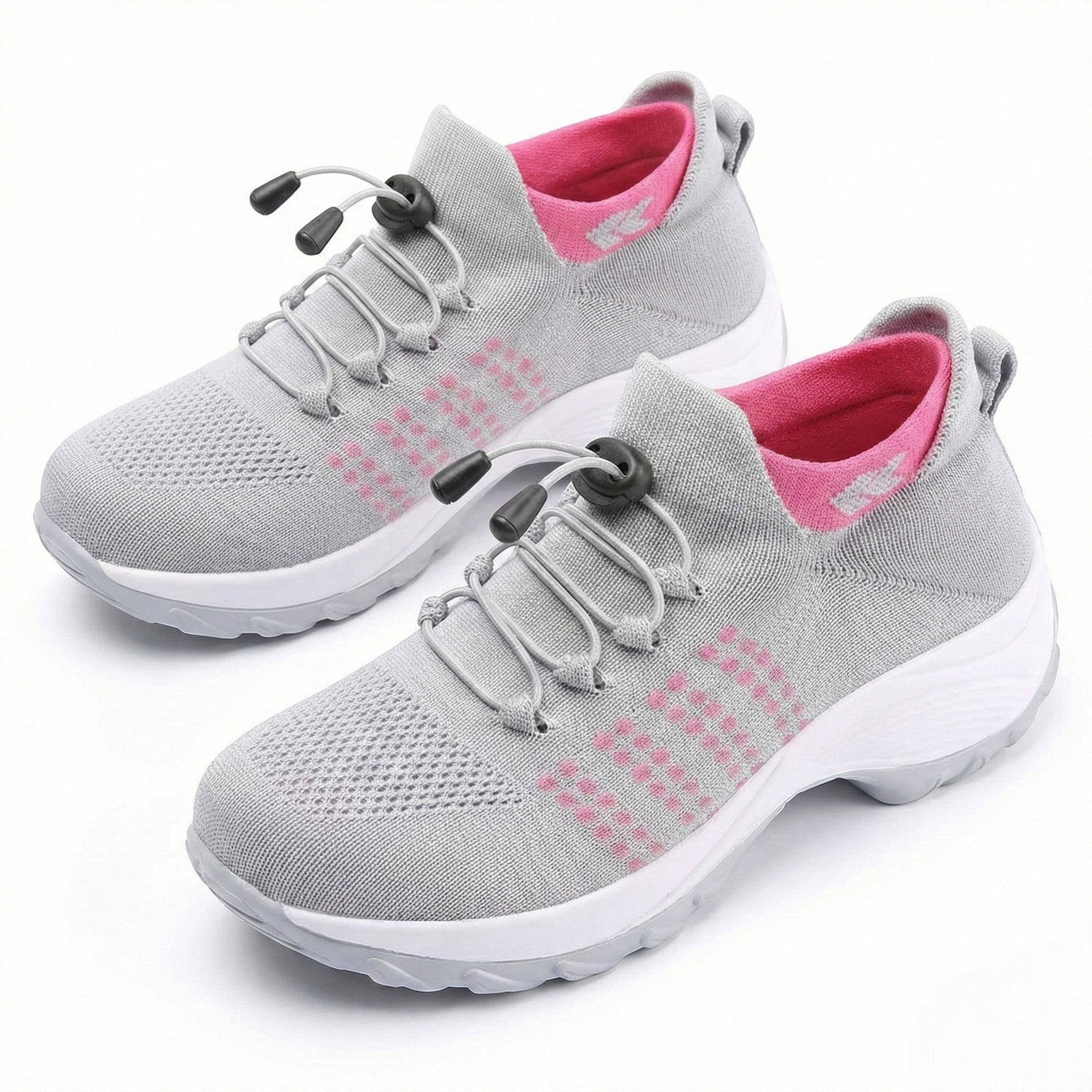 Freya - Women’s Lightweight Breathable Trainers with Toggle Laces - Trainers - Grey - Jones & Smith