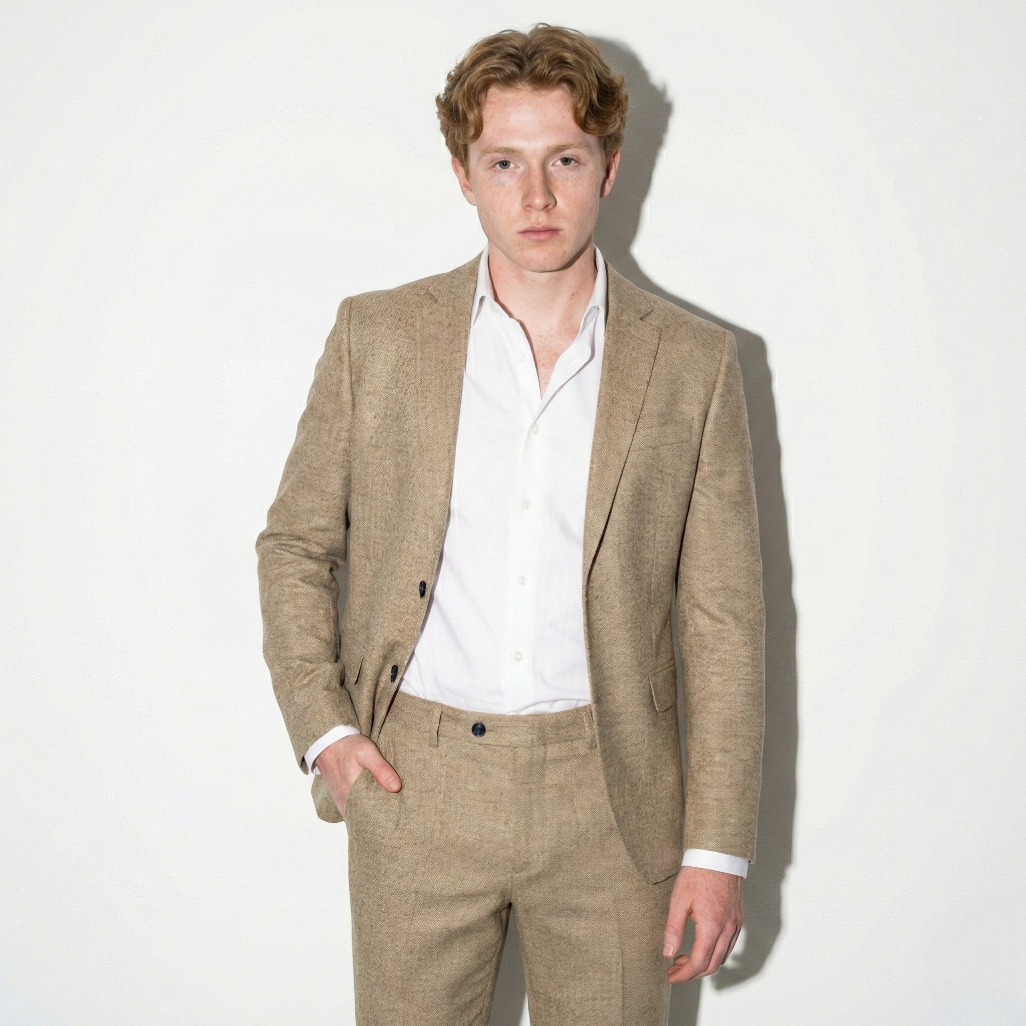 George - Men's Slim Fit Two - Piece Formal Suit - Men's Suite - Khaki - Jones & Smith