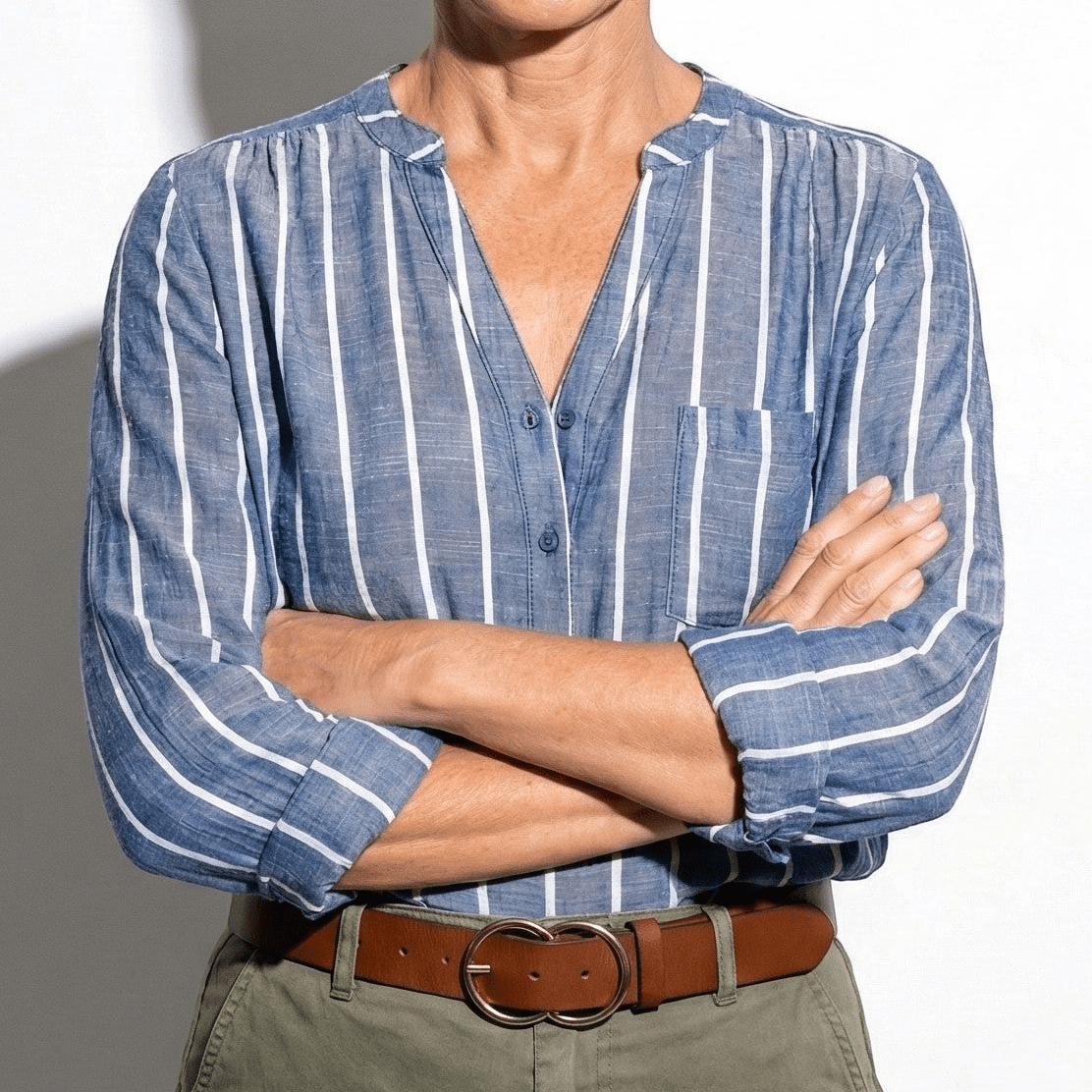 Georgia - Women's Lightweight Striped Blouse - Tops, T-shirts & Shirts - Navy - Jones & Smith