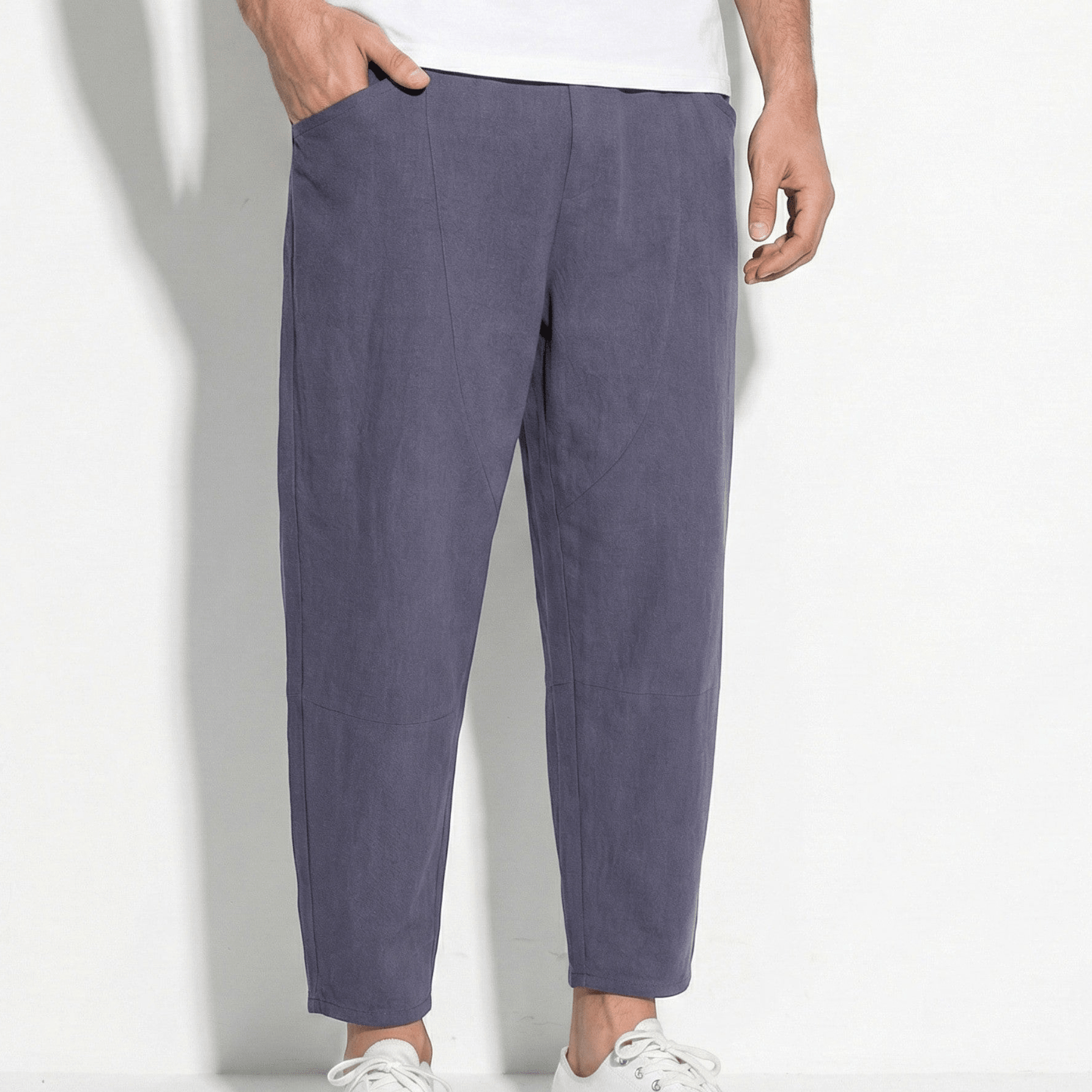 Gerald - Men's Cropped Relaxed Loose Trousers - Pants - Light Purple - Jones & Smith