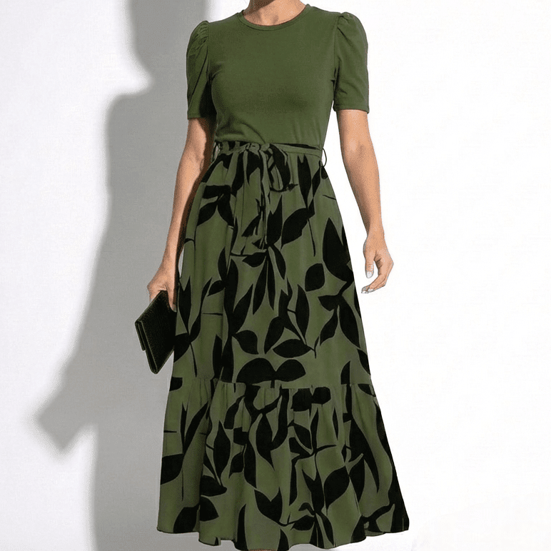 Hannah - Women's Bold Floral Print Maxi Dress - Dress - Olive Leaf Black - Jones & Smith
